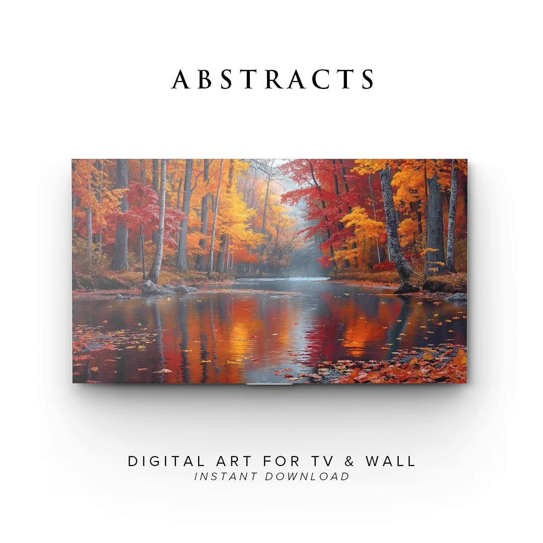 Samsung Frame TV Art Autumn River Abstract Set | Digital Download - image 2