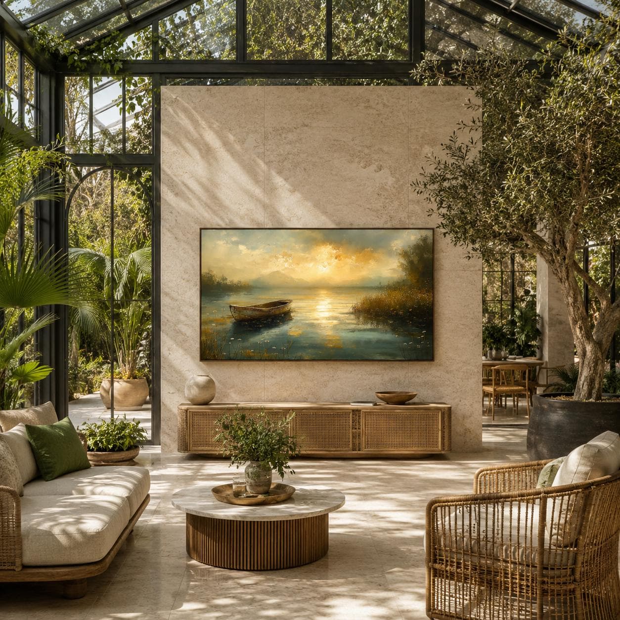Samsung Frame TV Art- Rustic Lake Boat: Cottagecore Landscape (Digital Download) - image 5