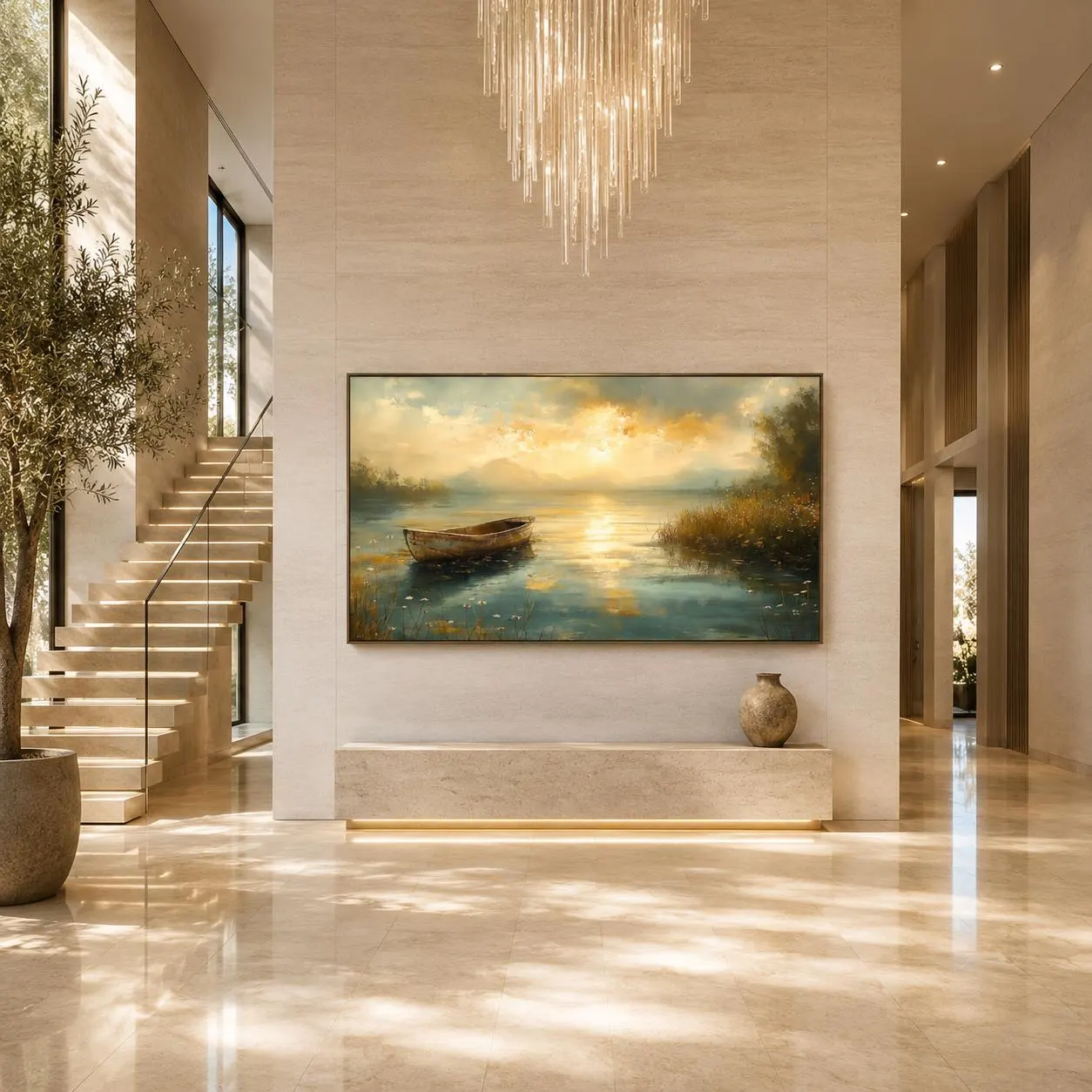 Samsung Frame TV Art- Rustic Lake Boat: Cottagecore Landscape (Digital Download) - image 3