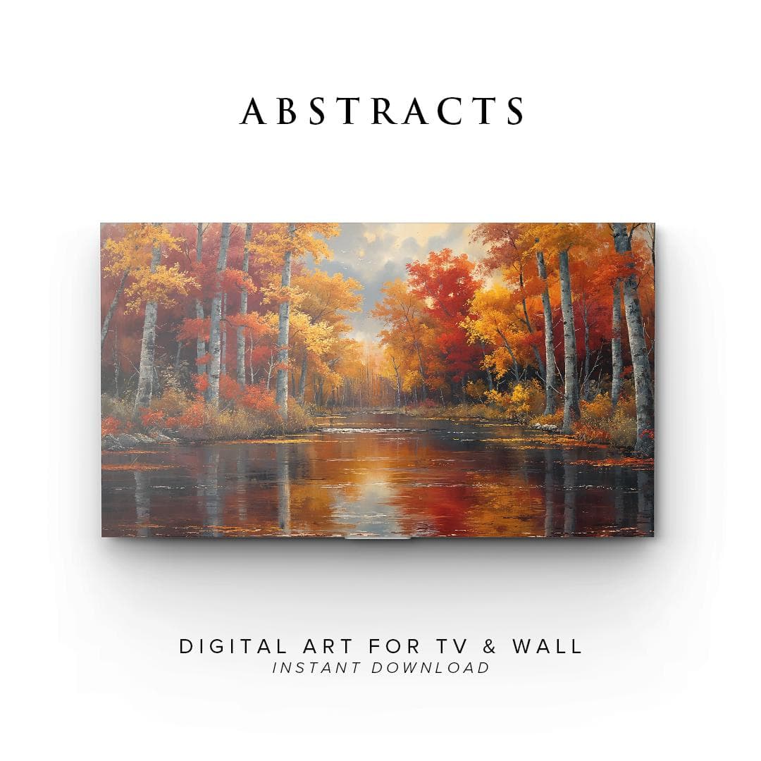Samsung Frame TV Art Autumn River Abstract Set | Digital Download - image 4