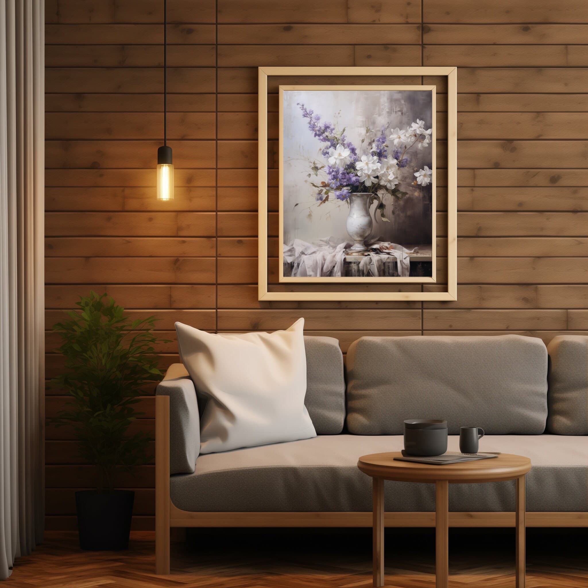 Printable Floral Wall Art | Botanical Vintage Oil Paint Digital Art | White and Violet Flower Digital Download - image 5
