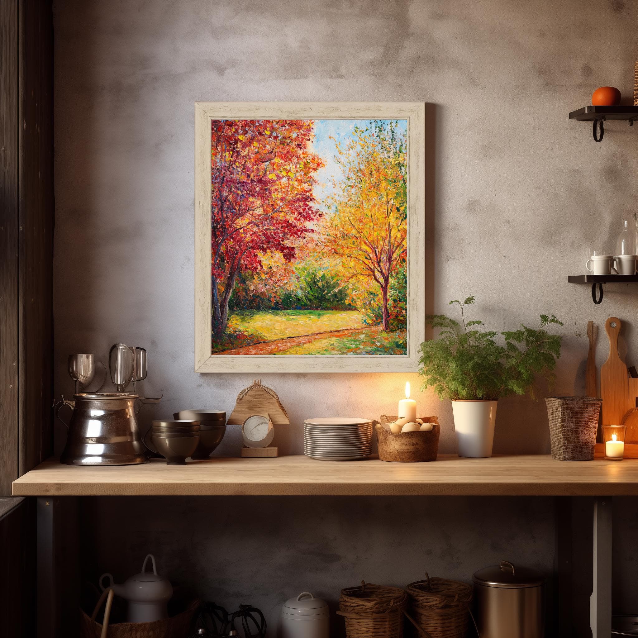 Autumn Landscape Oil Printing Wall Art | Vintage Fall Scene Print | Autumn Tree Decor | Rustic Autumn Leaves | Digital Download - image 4