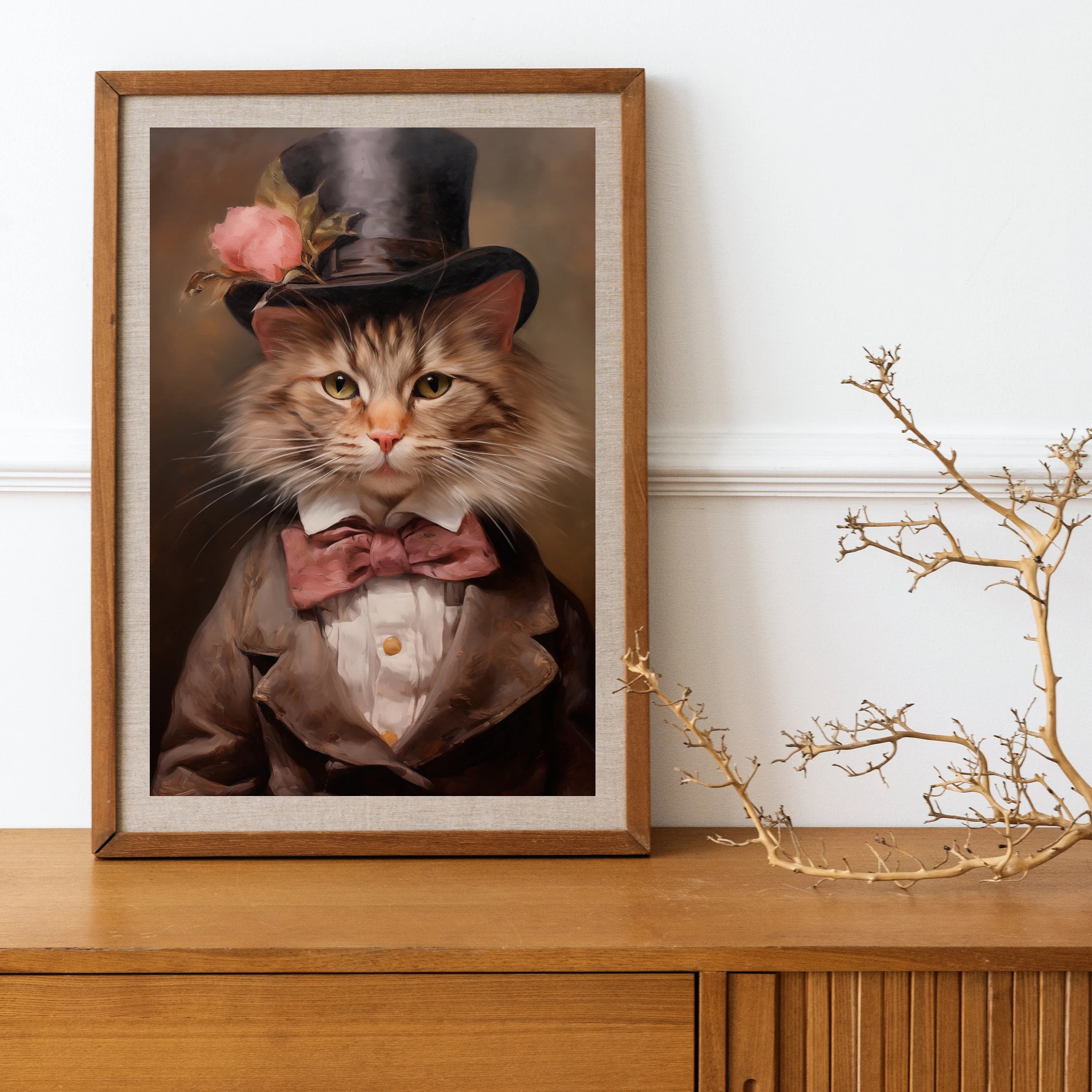 Magician Cat, Dressed Cat Portrait, Cat Wearing Magician Hat In Vintage Style, Digital Oil Painting, Digital Download Animal Art - image 3
