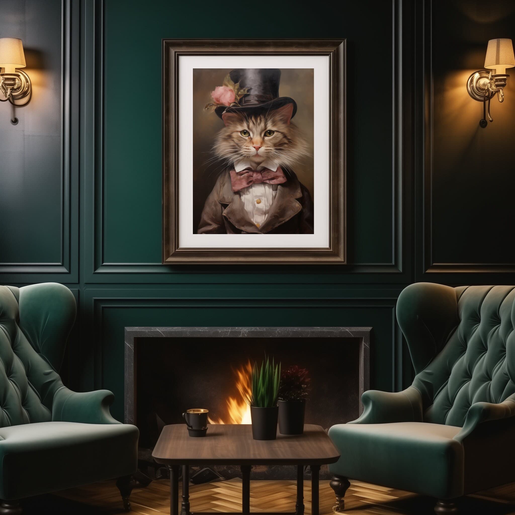 Magician Cat, Dressed Cat Portrait, Cat Wearing Magician Hat In Vintage Style, Digital Oil Painting, Digital Download Animal Art - image 5