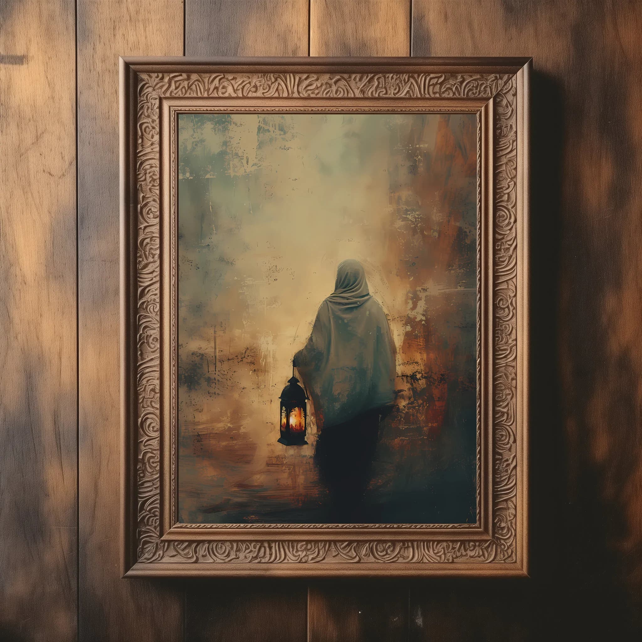 Veiled Lady l Arabian Woman l Muslim Woman l Oil Painting Art l Vintage Style Art  l Islamic Decor l Dark Academia Print l Digital Download