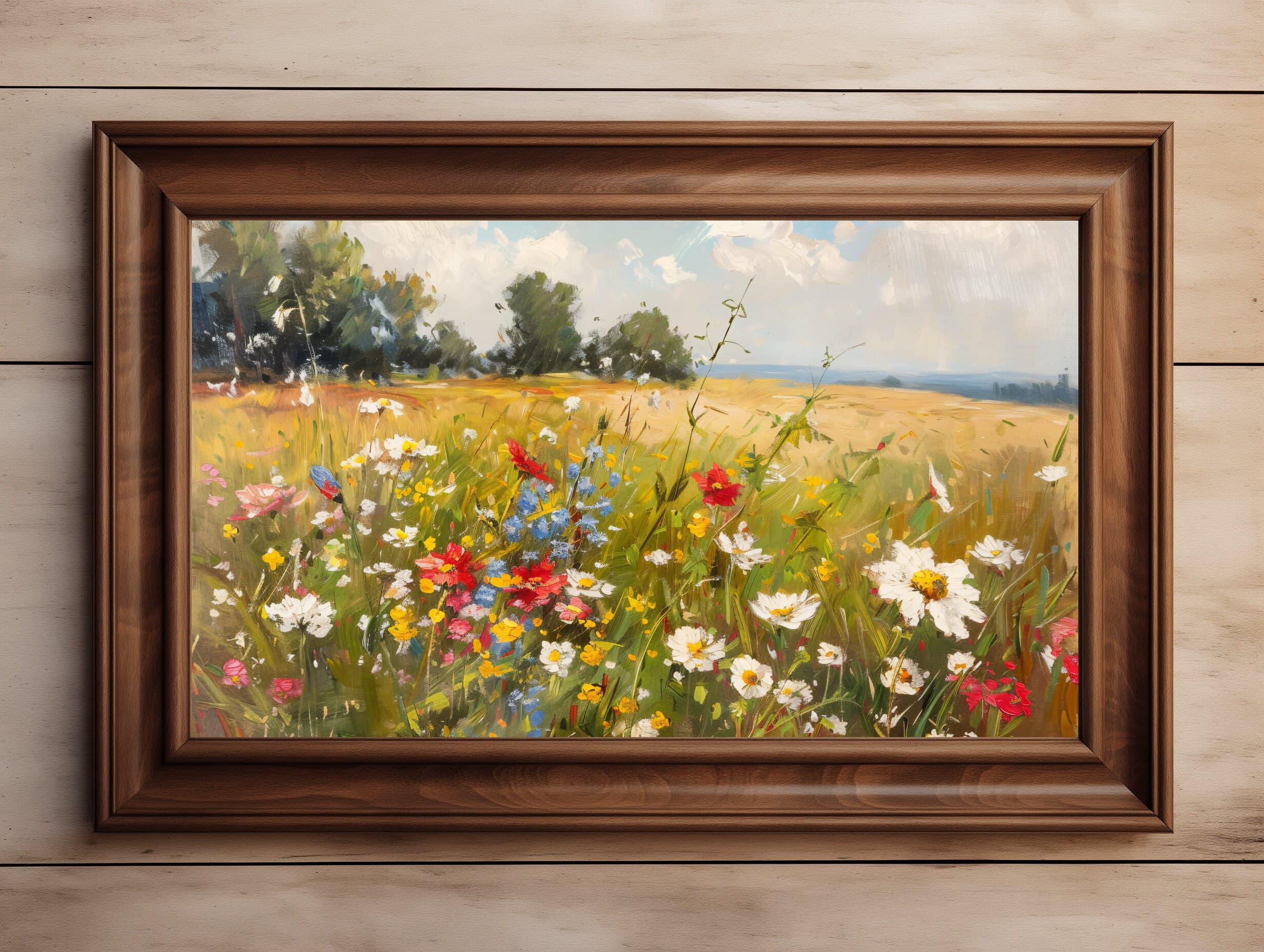 Wildflower Field | Vintage Cottagecore Prints| Botanical Printable Wall Art| Rustic Wall Art | Spring Oil Painting | Digital Download - image 5