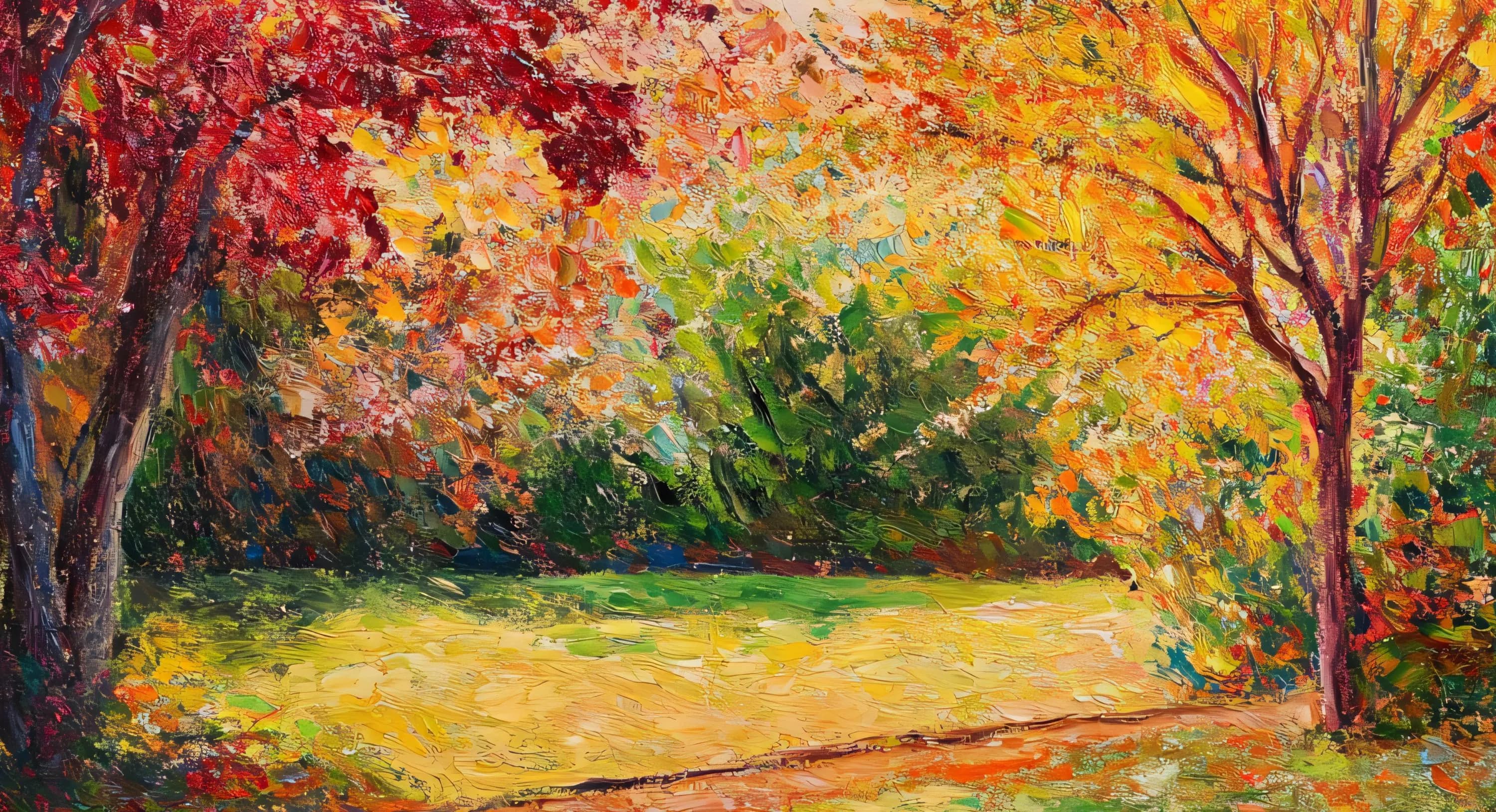 Autumn Landscape Oil Printing Wall Art | Vintage Fall Scene Print | Autumn Tree Decor | Rustic Autumn Leaves | Digital Download - image 5
