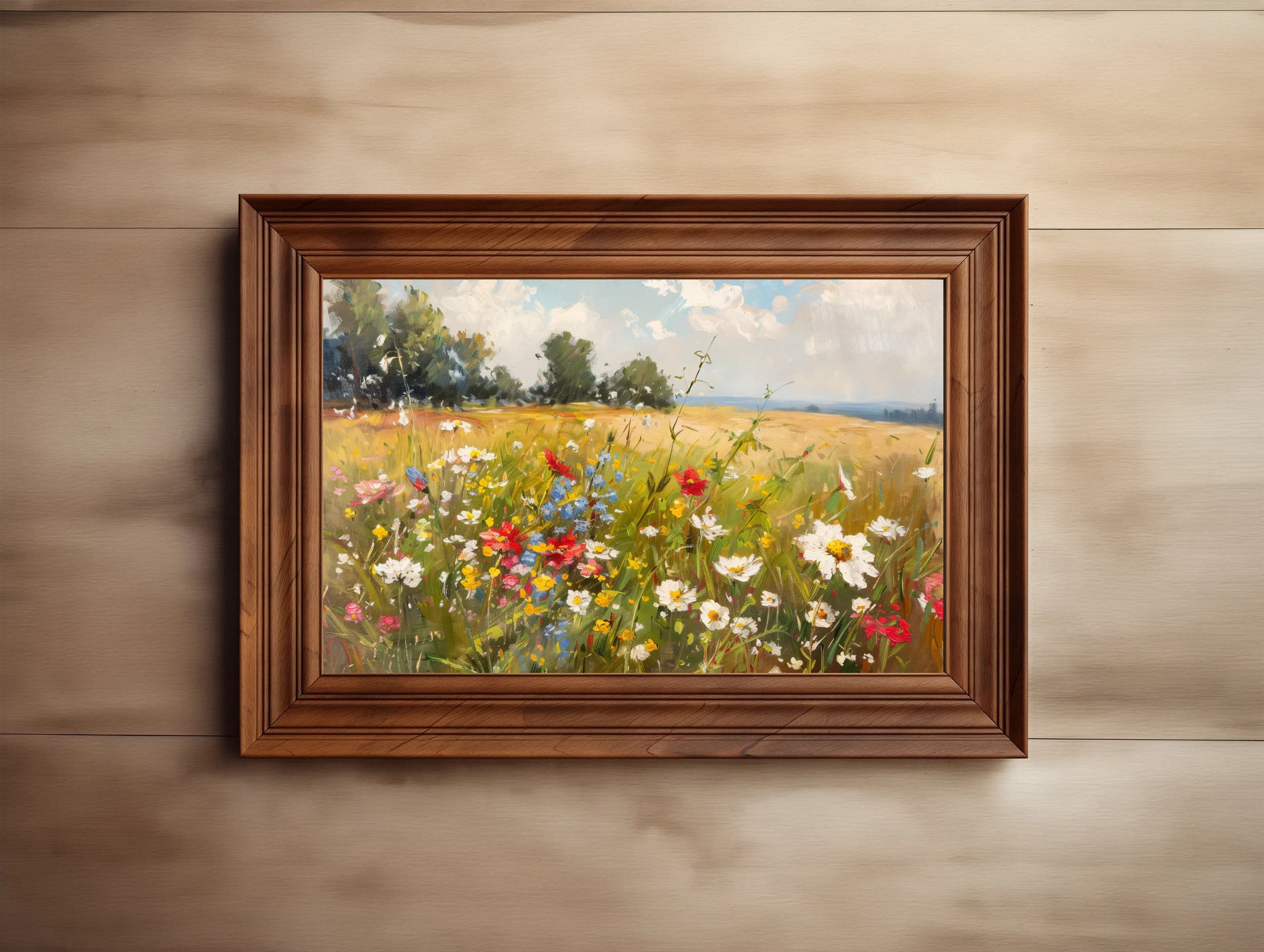 Wildflower Field | Vintage Cottagecore Prints| Botanical Printable Wall Art| Rustic Wall Art | Spring Oil Painting | Digital Download