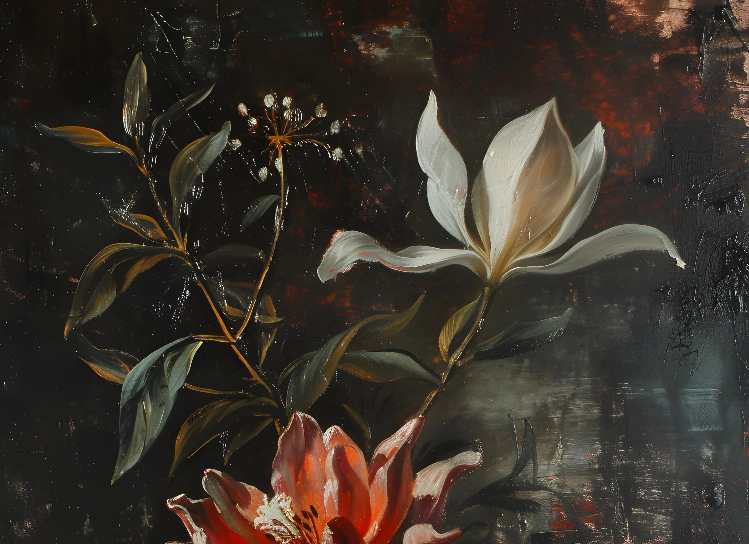 Moody Flower Painting | Vintage Floral Art | Dark Academia  | Rustic Wall Art | Digital Print | Botanical Oil Painting | Moody Art Print - image 5