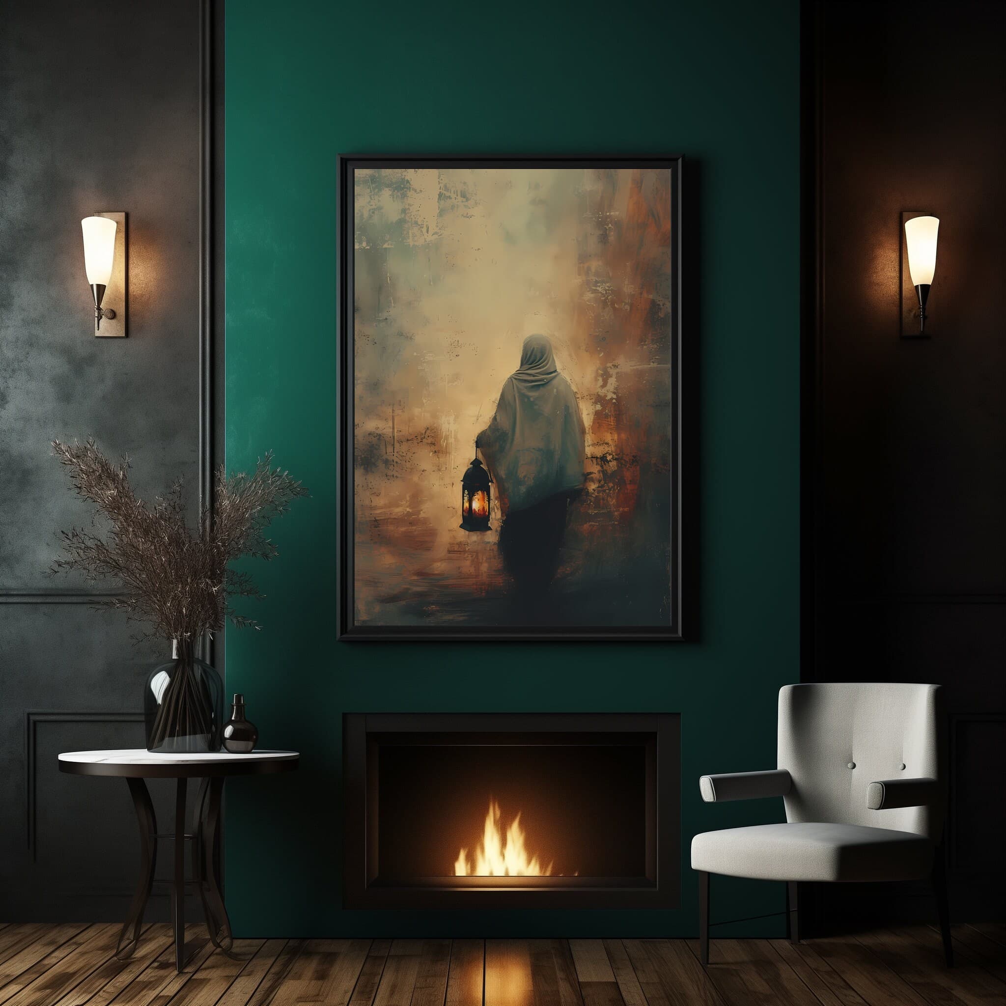 Veiled Lady l Arabian Woman l Muslim Woman l Oil Painting Art l Vintage Style Art  l Islamic Decor l Dark Academia Print l Digital Download - image 3