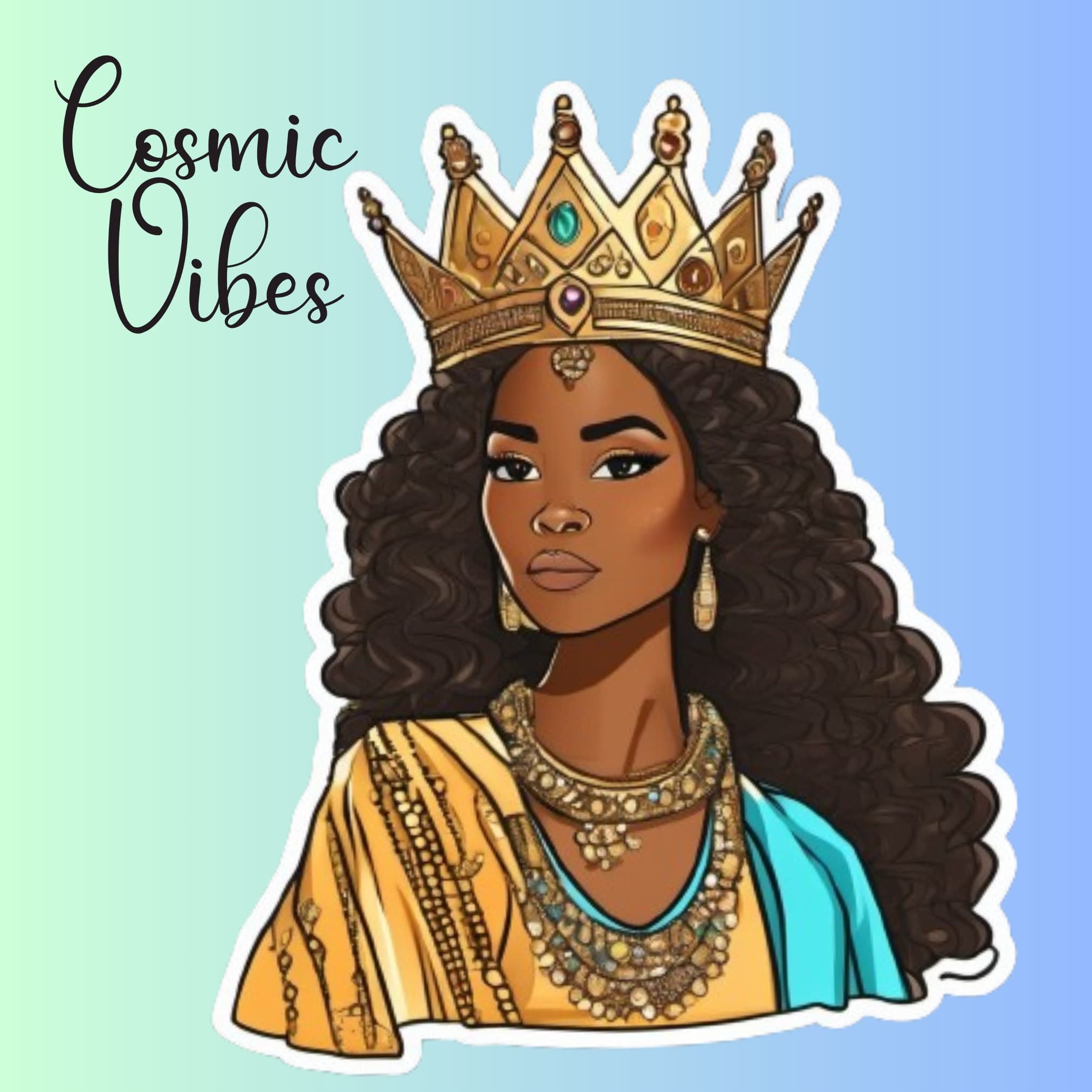 Nubian Queen Sticker: Golden Crown, Royal Black Woman (Digital Download) - image 3