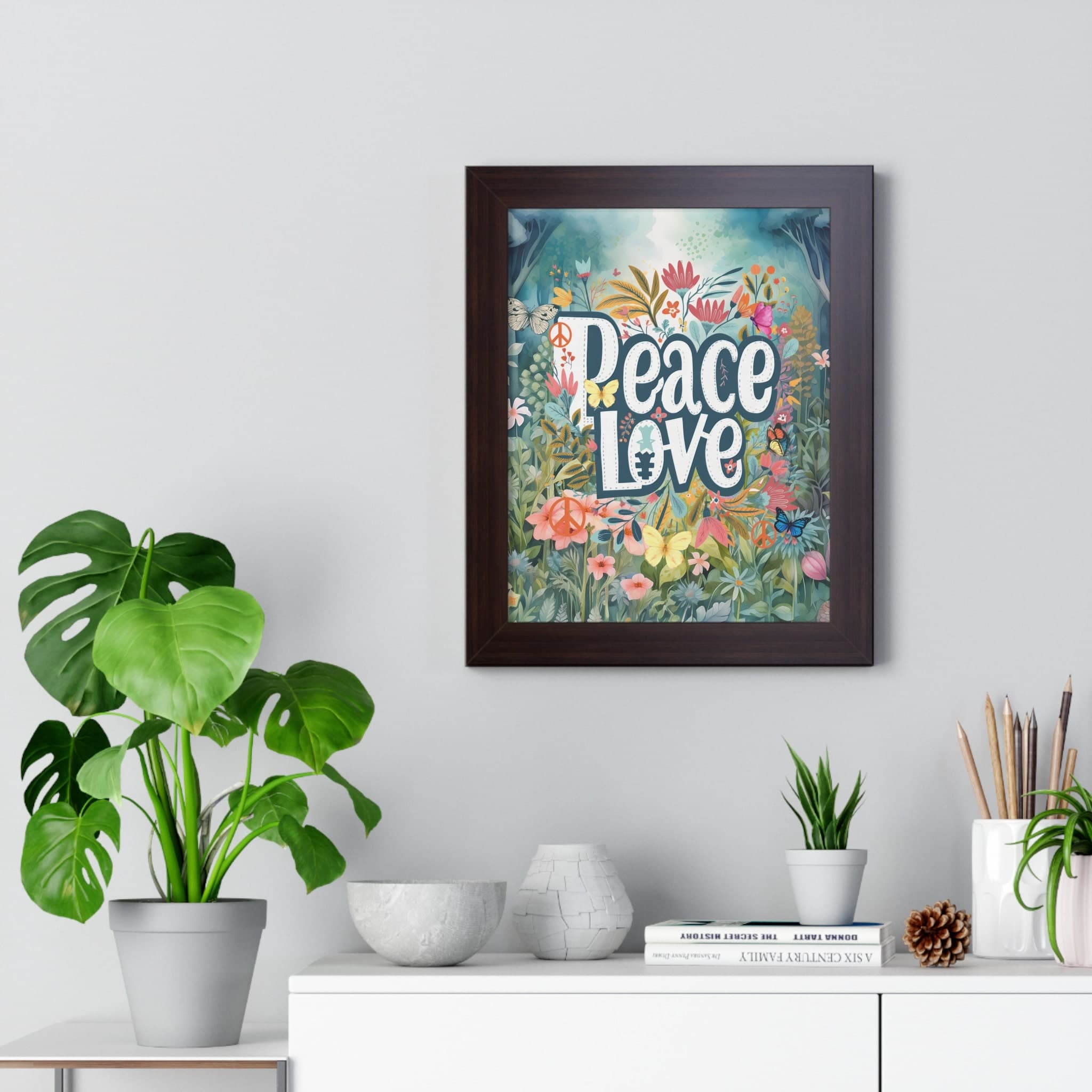 Peace Love Floral Framed Poster: Hippie Inspired Wall Art - image 4