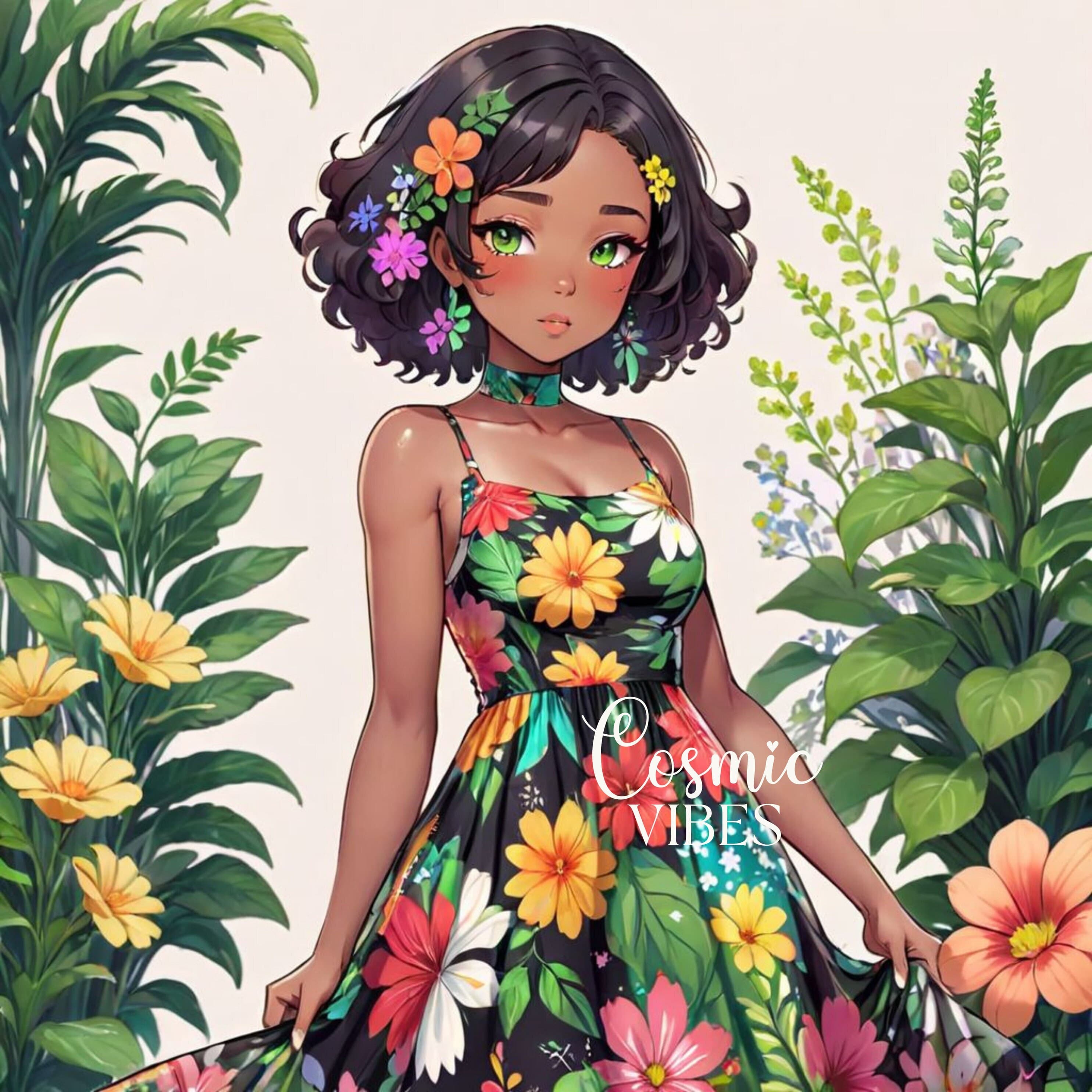 Spring Garden Girl Sticker: Floral Anime Fairy (Digital Download) - image 3