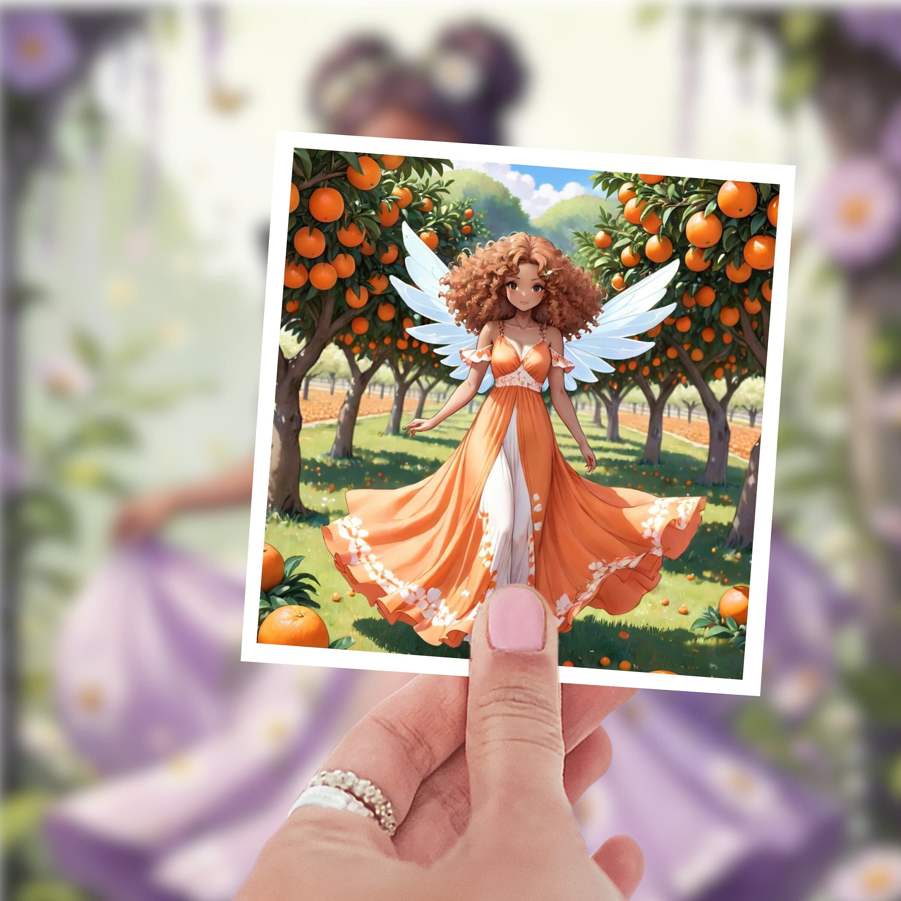 Orange Spring Fairy Sticker: Garden Laptop Decal, Fairy Lover Gift
