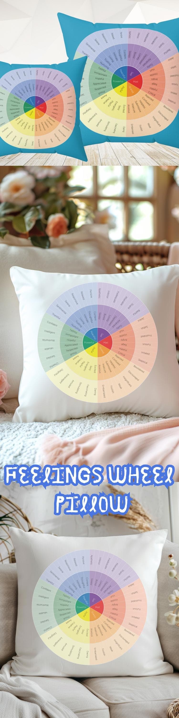Feelings Wheel Pillow: Mental Health Emotional Support Decor - image 2