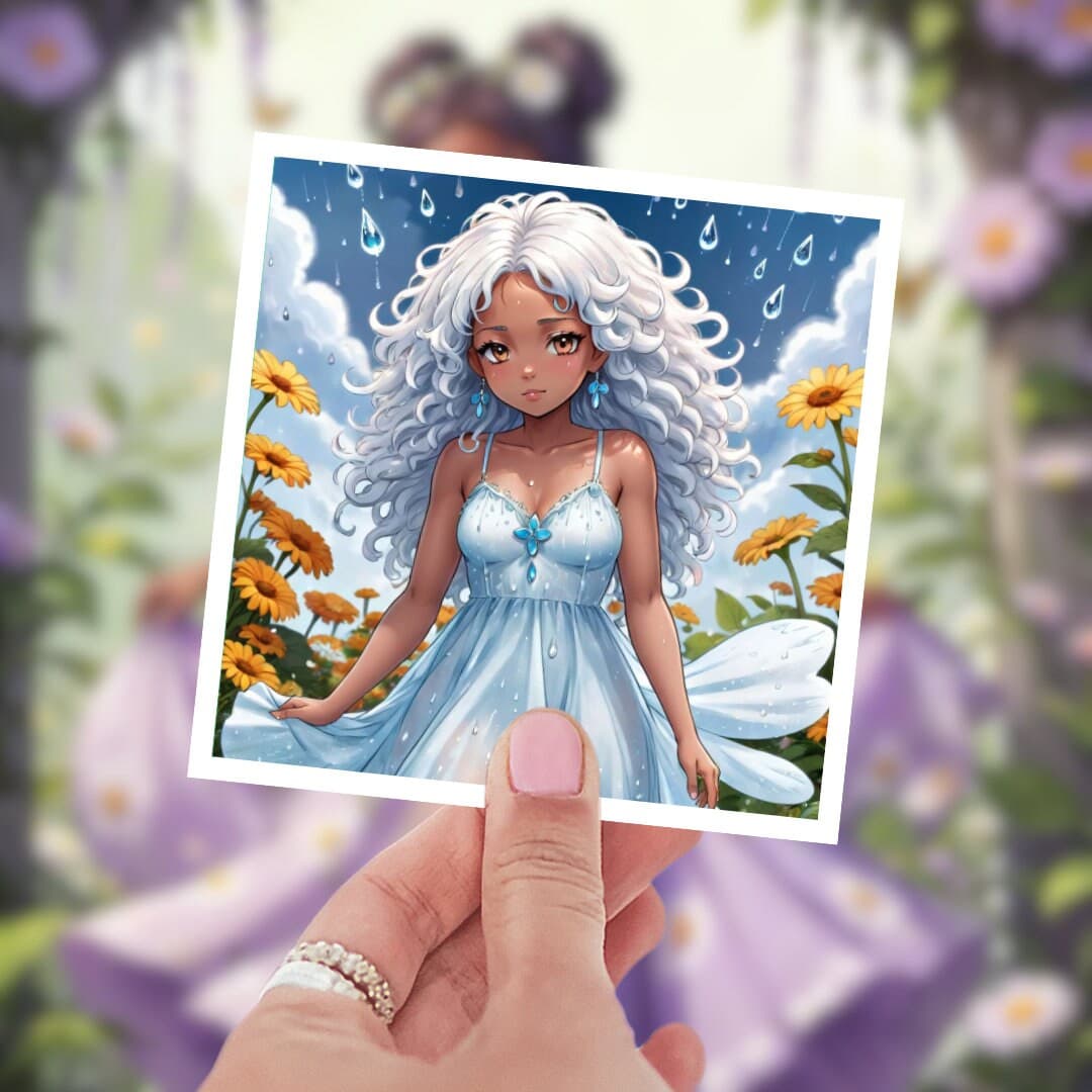 Rain Fairy Sticker: Black Girl Magic, Floral Laptop Decal