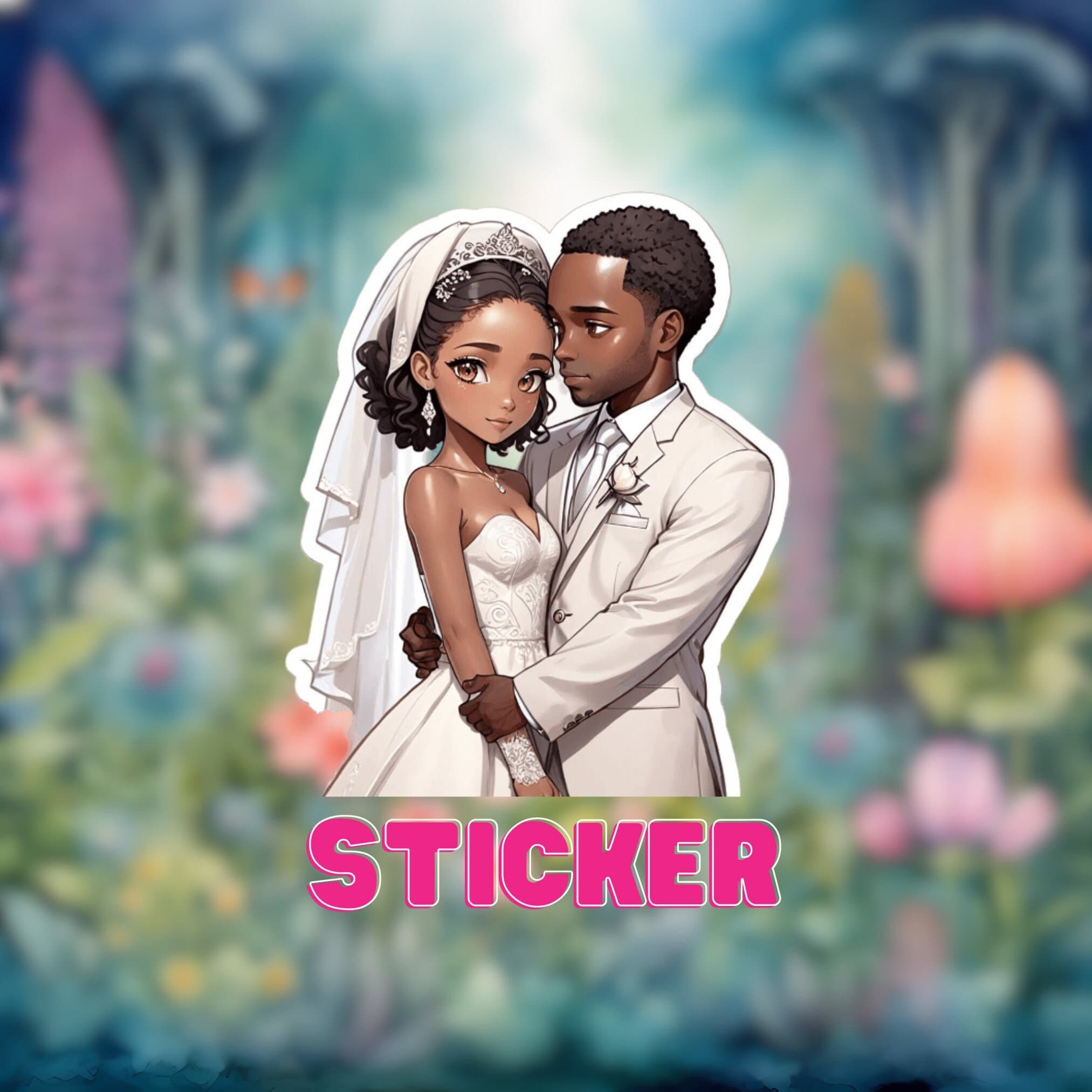 Anime Wedding Sticker: Couple, Scrapbook Embellishment