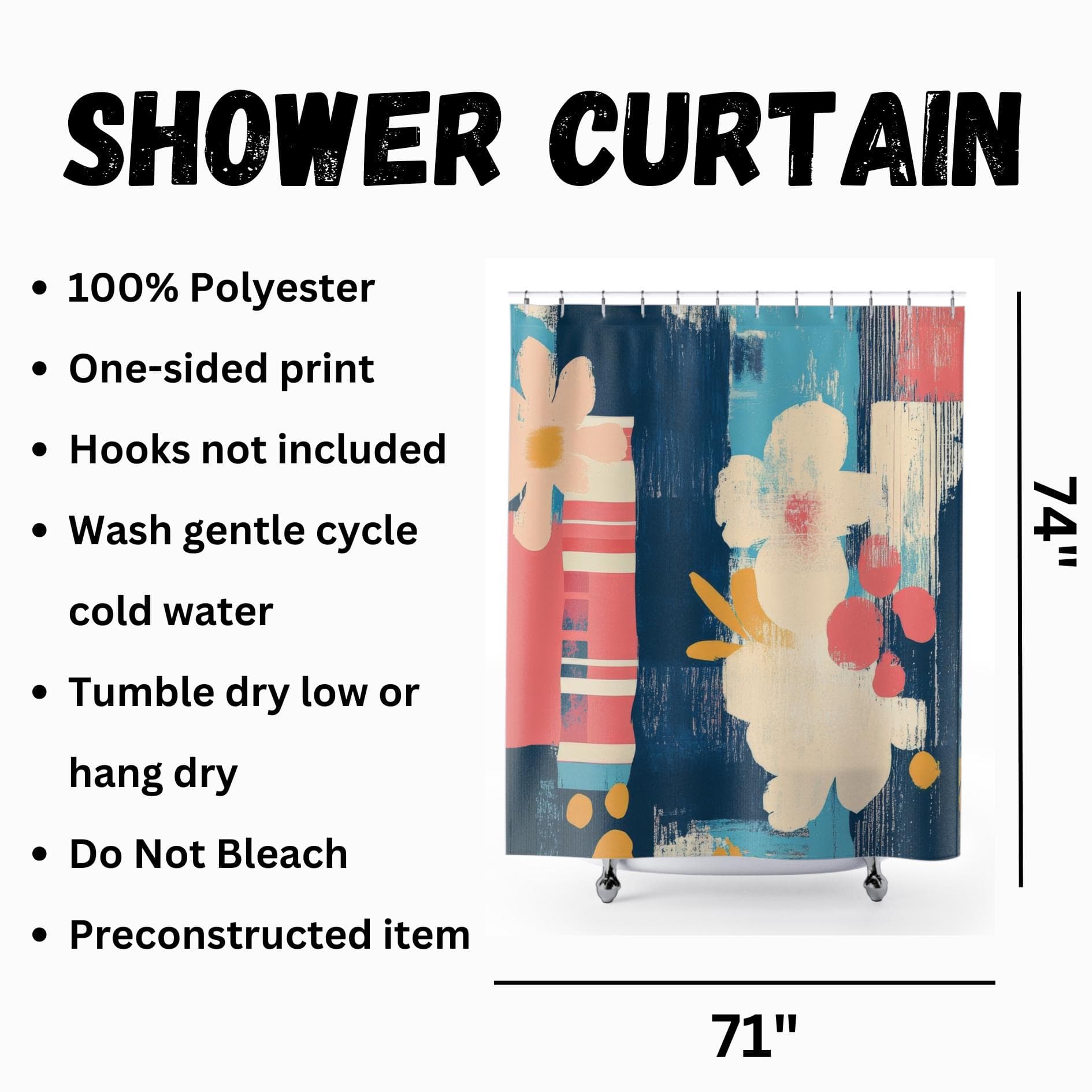 Floral Shower Curtain: Vibrant Purple, Blue & White Flower Print - image 5