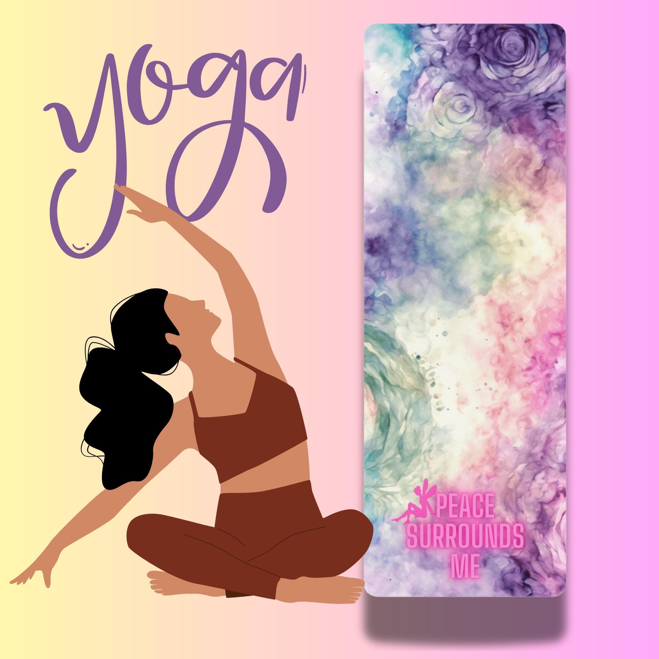 Affirmation Yoga Mat: Pink Purple Non-Slip Rubber Exercise Rug - image 4