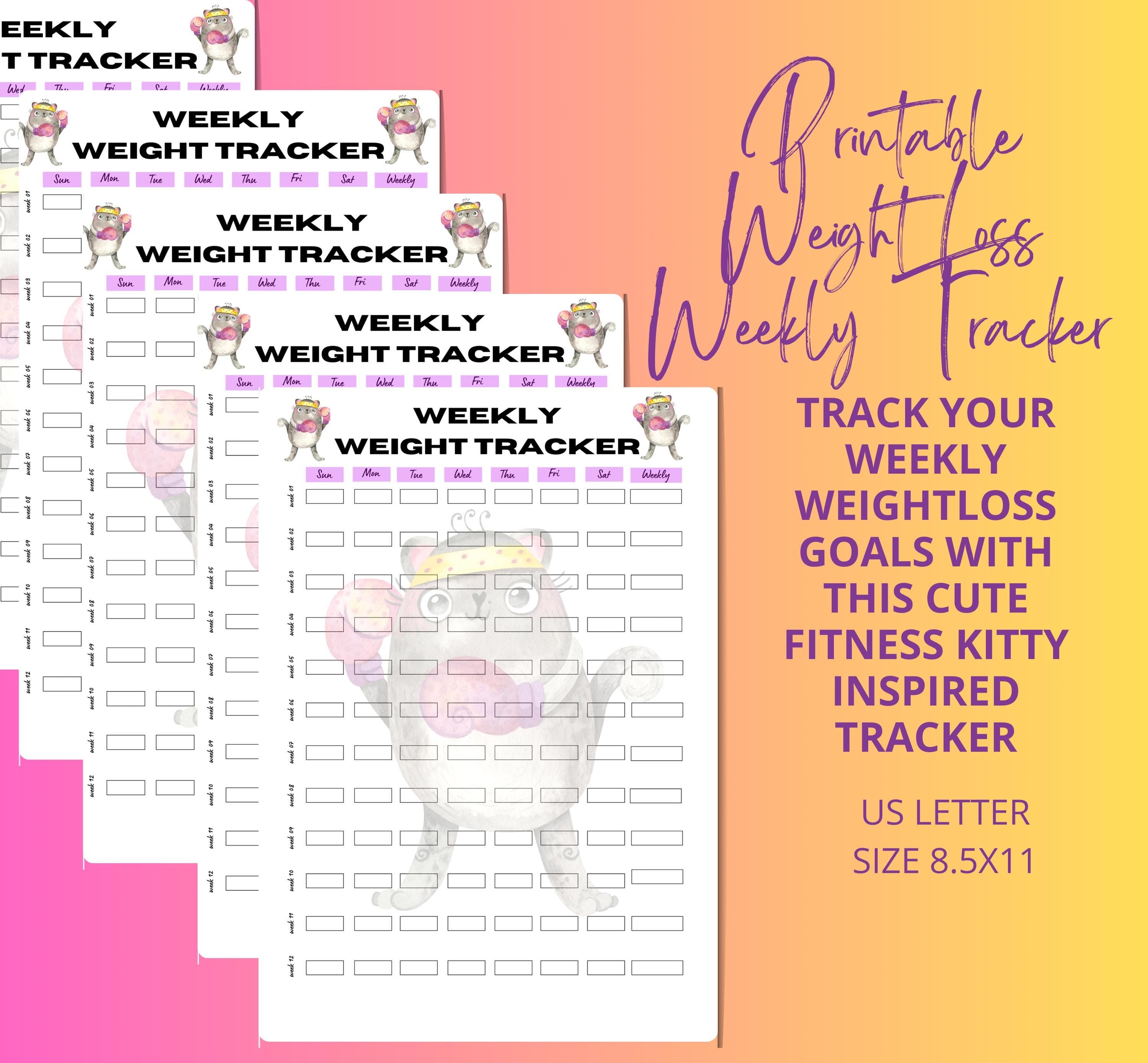 Cat Fitness Tracker: Printable Workout Log (Digital Download) - image 3