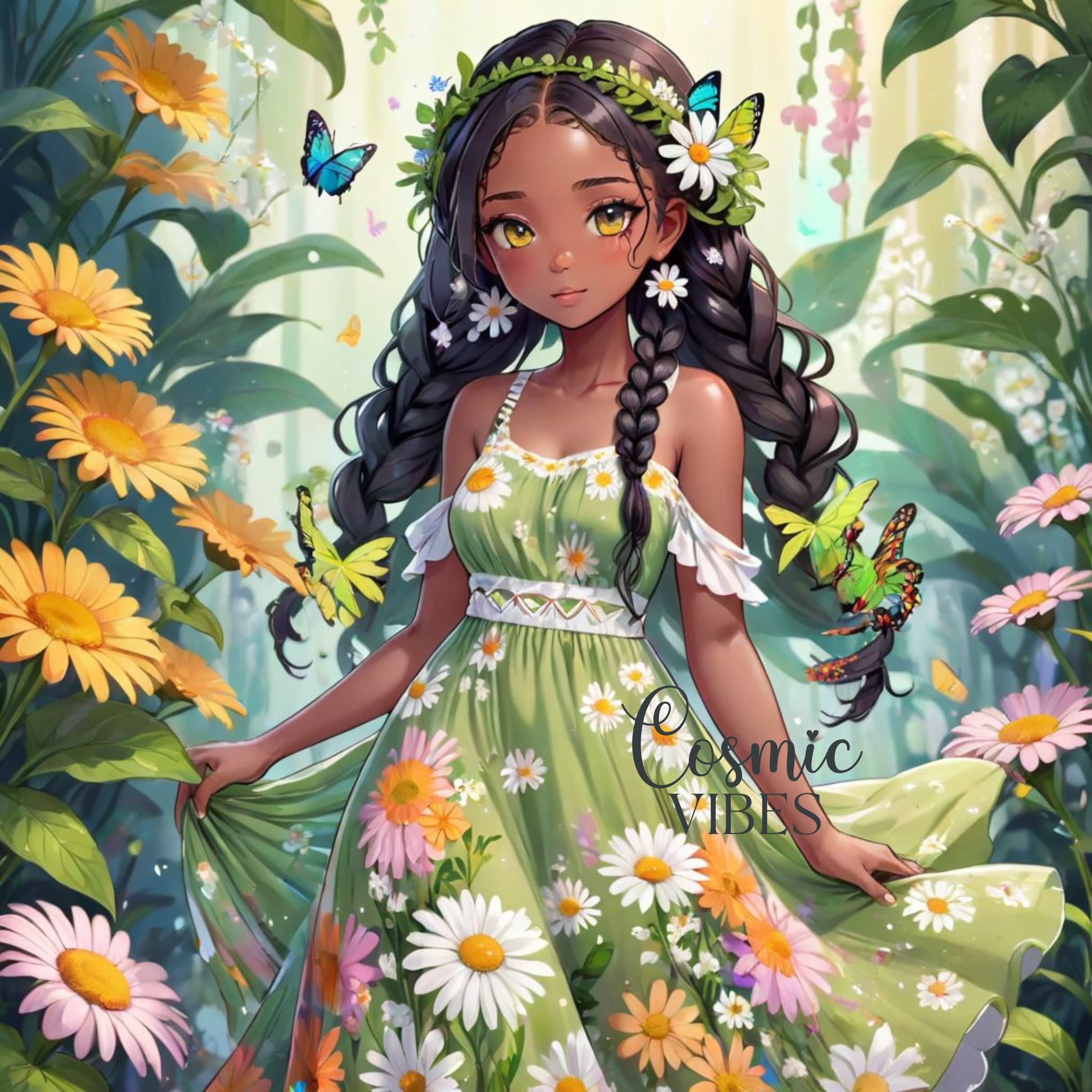 Garden Girl Daisy Flower sticker