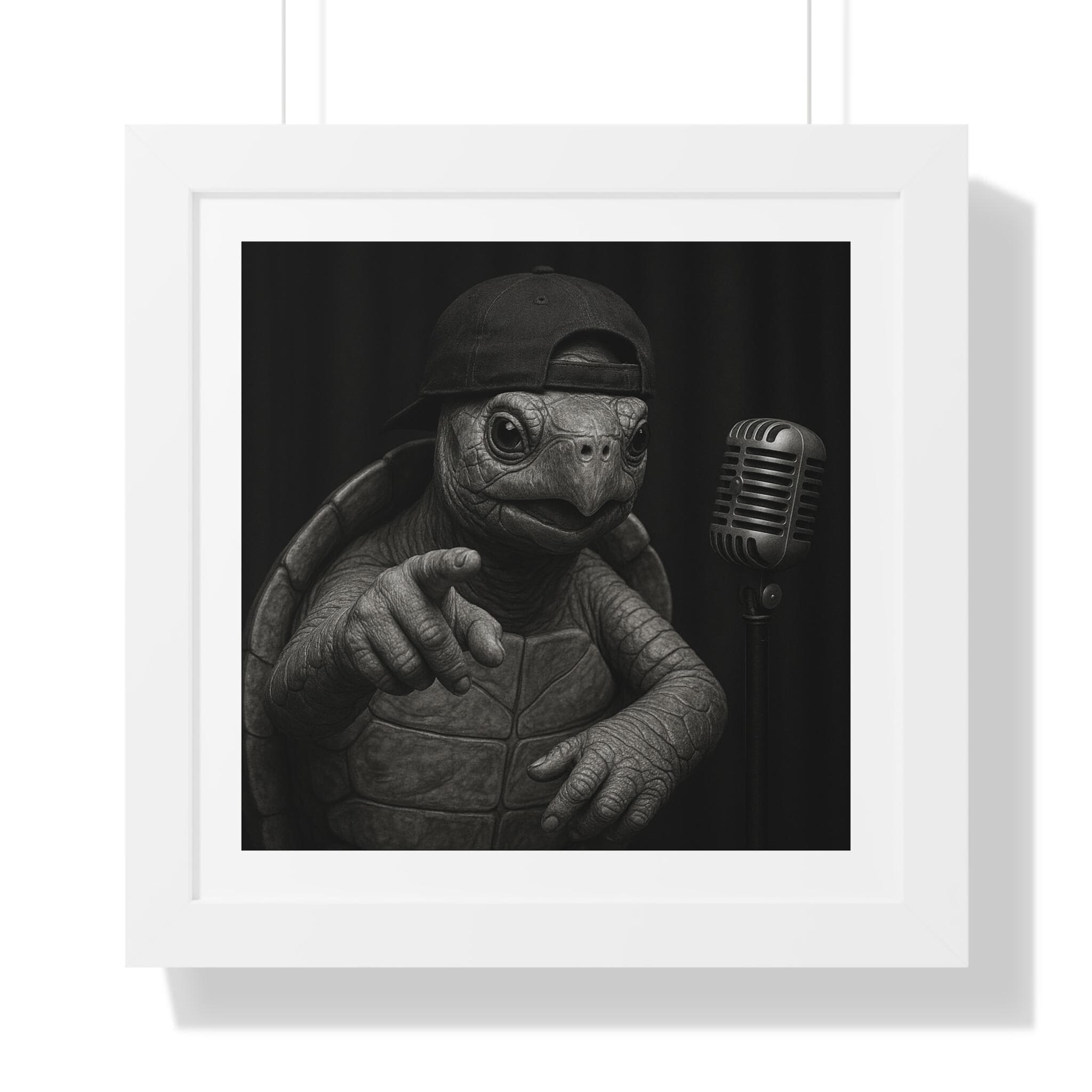Rapping Turtle Framed Print: Funny Hip Hop Animal Decor - image 4
