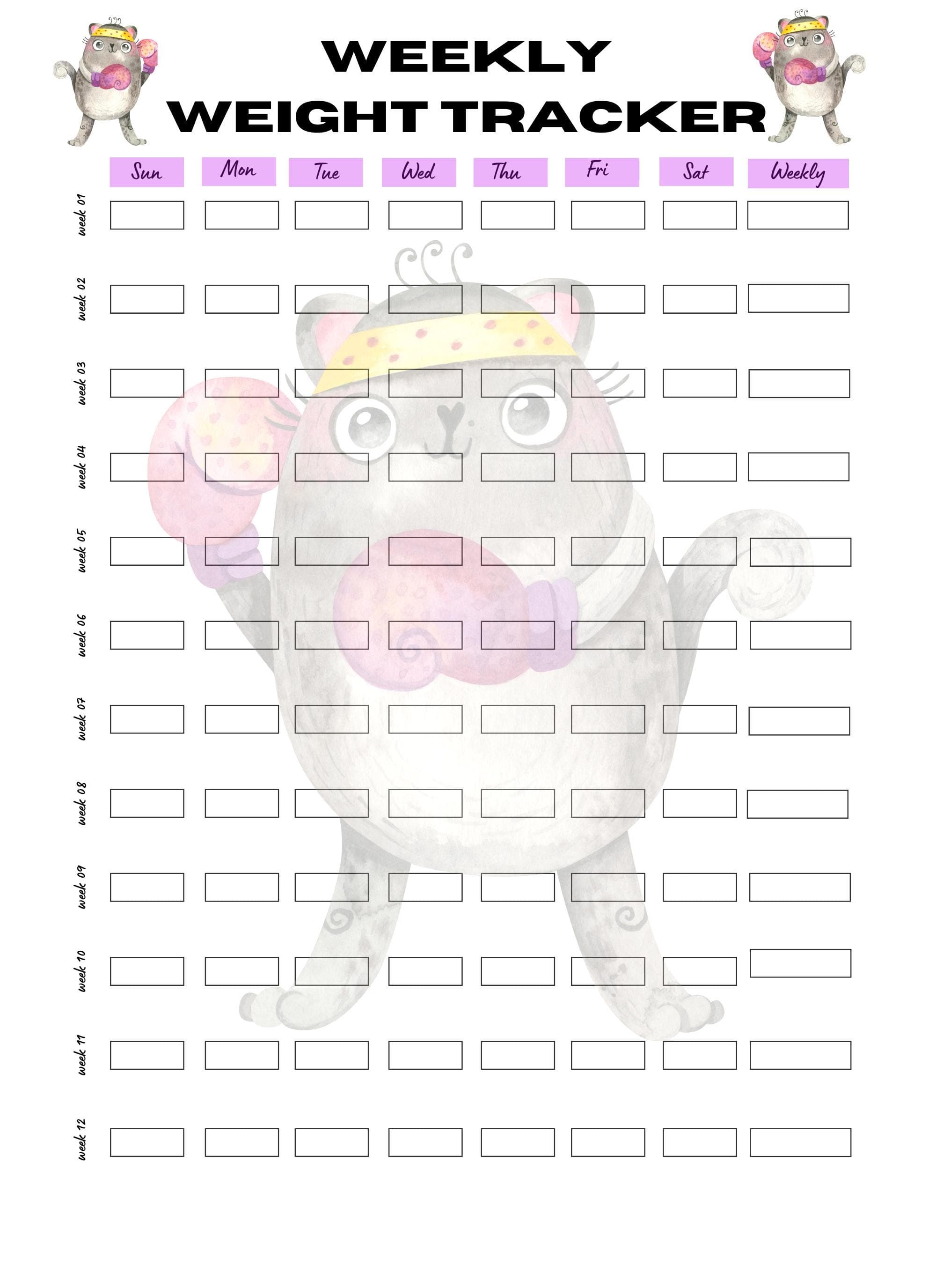 Cat Fitness Tracker: Printable Workout Log (Digital Download) - image 5