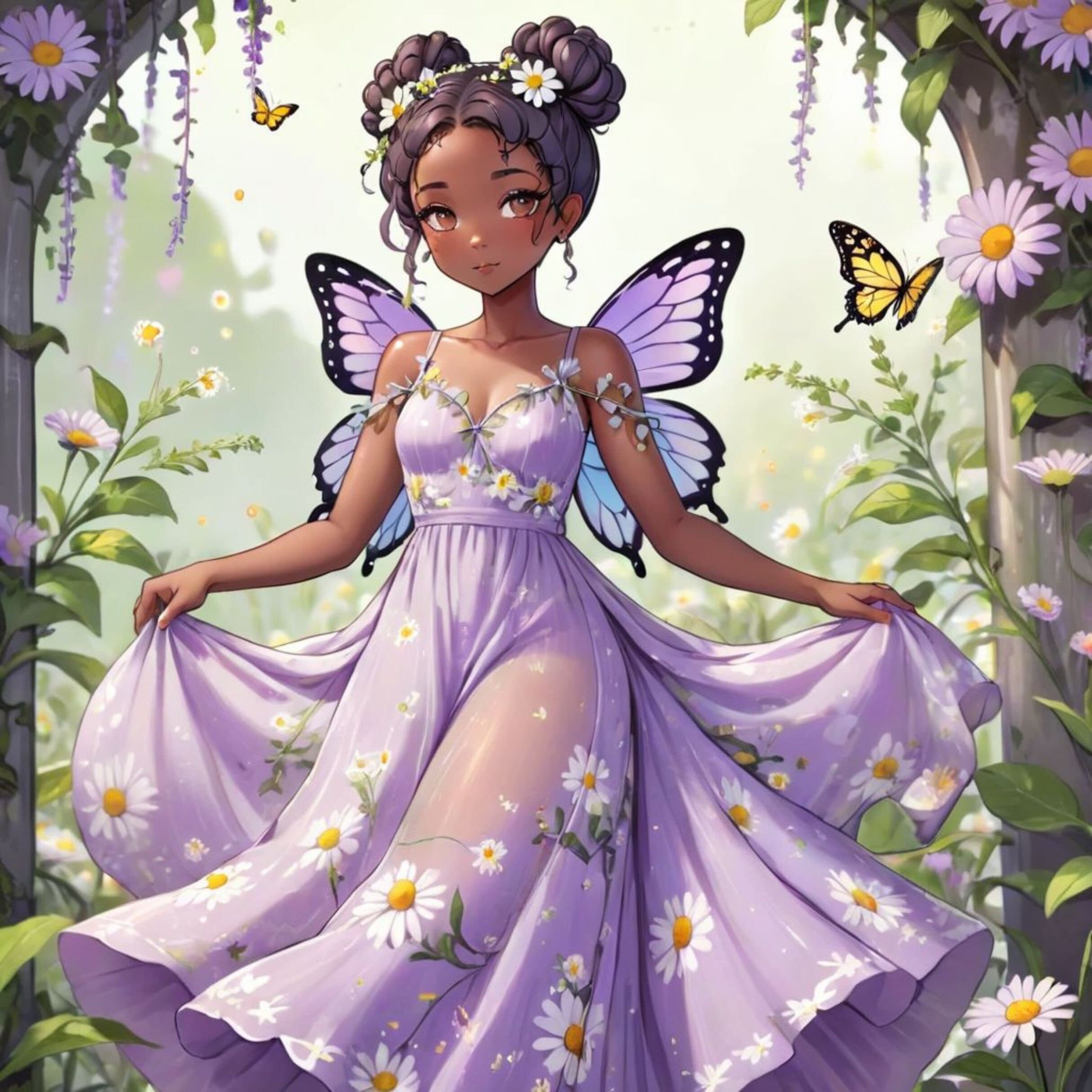 Purple Fairy Princess Vinyl Sticker: Floral Garden Laptop Decal - image 2