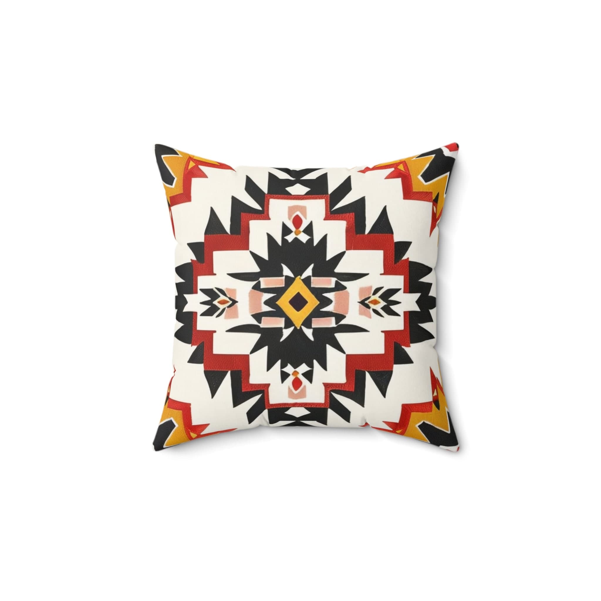 Tribal Design Square Pillow: Red Yellow Boho Decor - image 5
