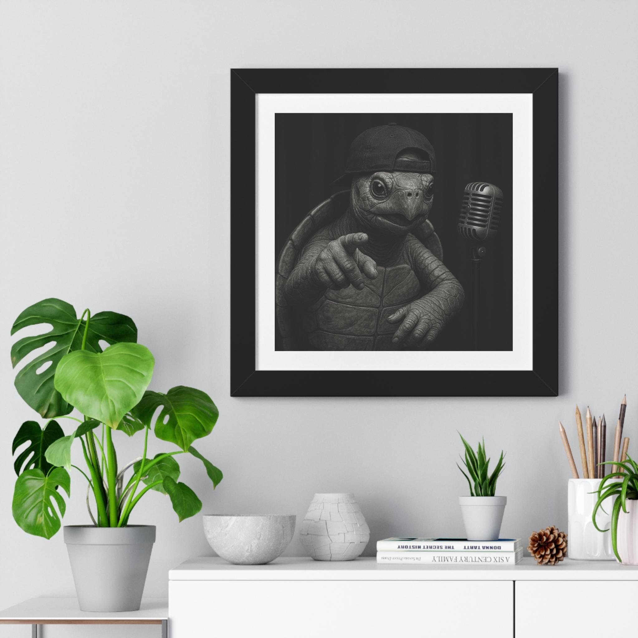Rapping Turtle Framed Print: Funny Hip Hop Animal Decor - image 5