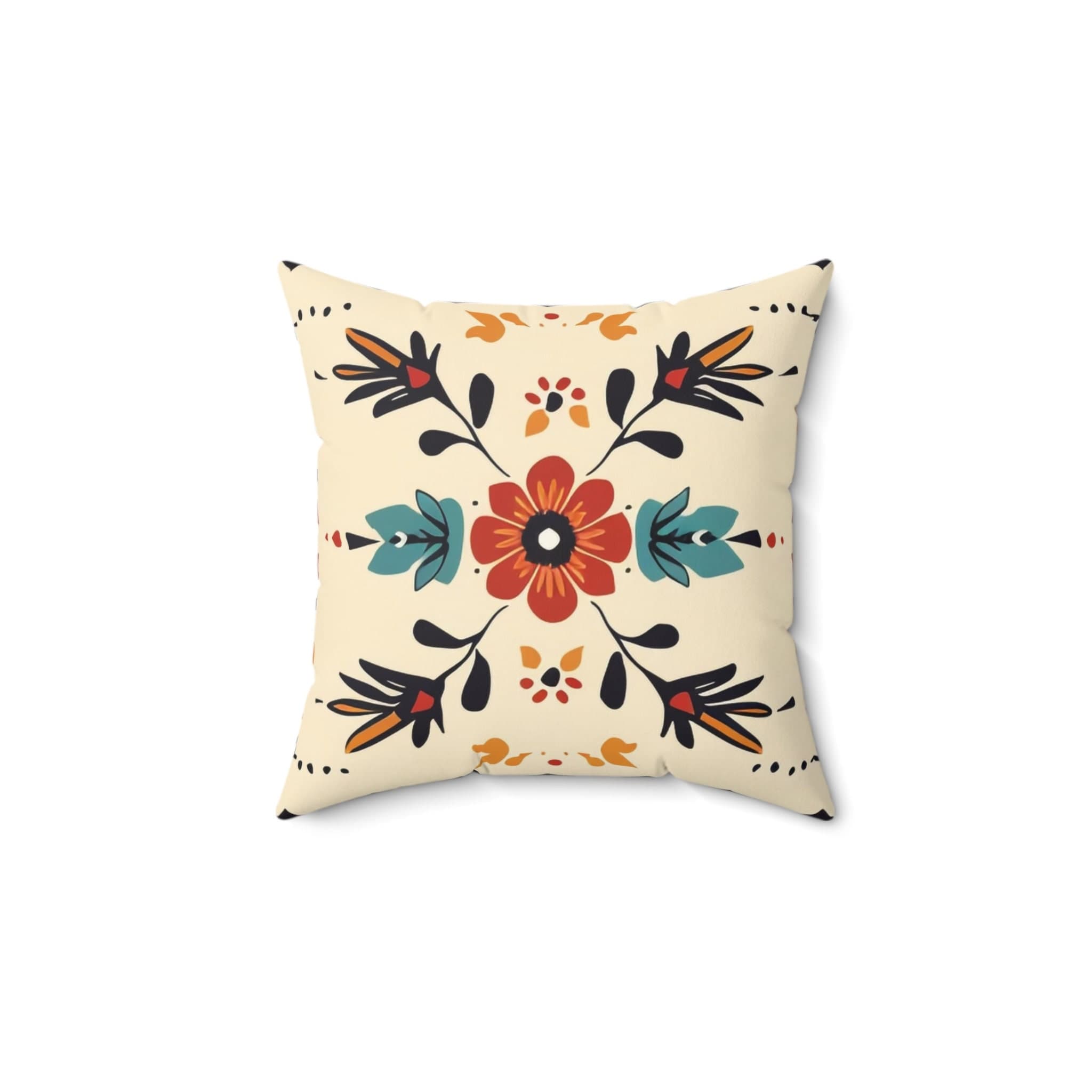 Floral Boho Pillow: Tan & Orange Bohemian Bedroom Decor - image 5