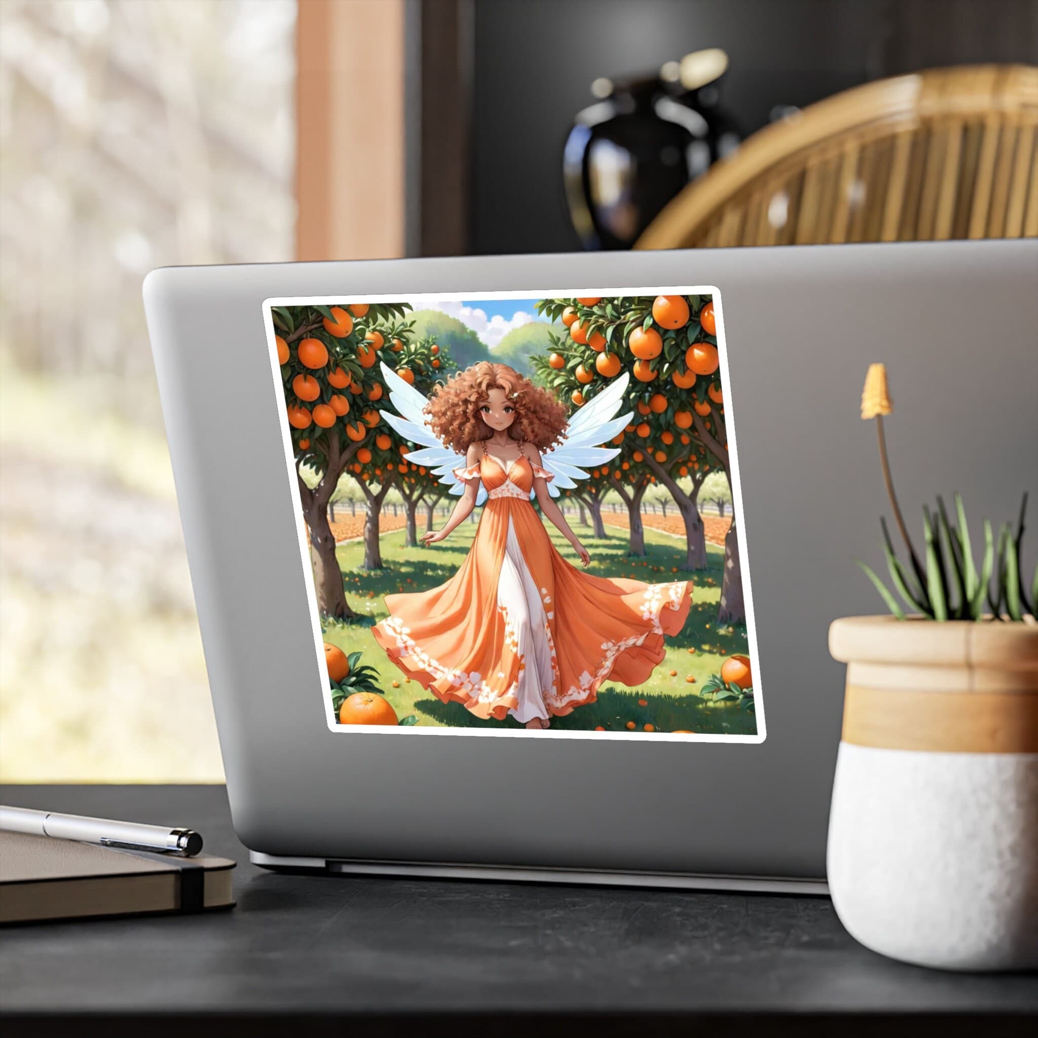 Orange Spring Fairy Sticker: Garden Laptop Decal, Fairy Lover Gift - image 5