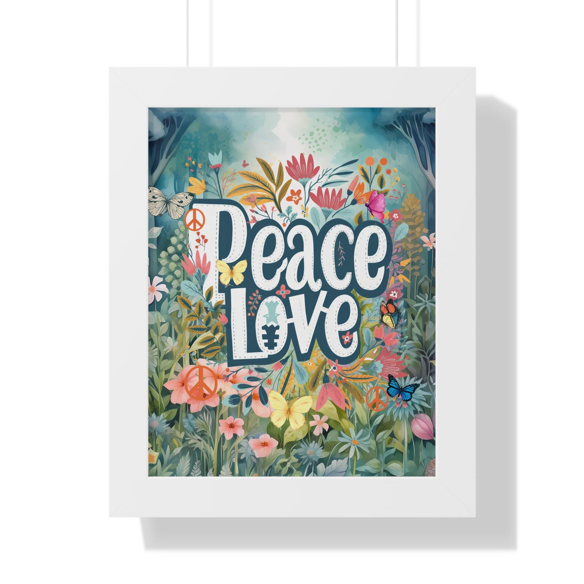 Peace Love Floral Framed Poster: Hippie Inspired Wall Art - image 5