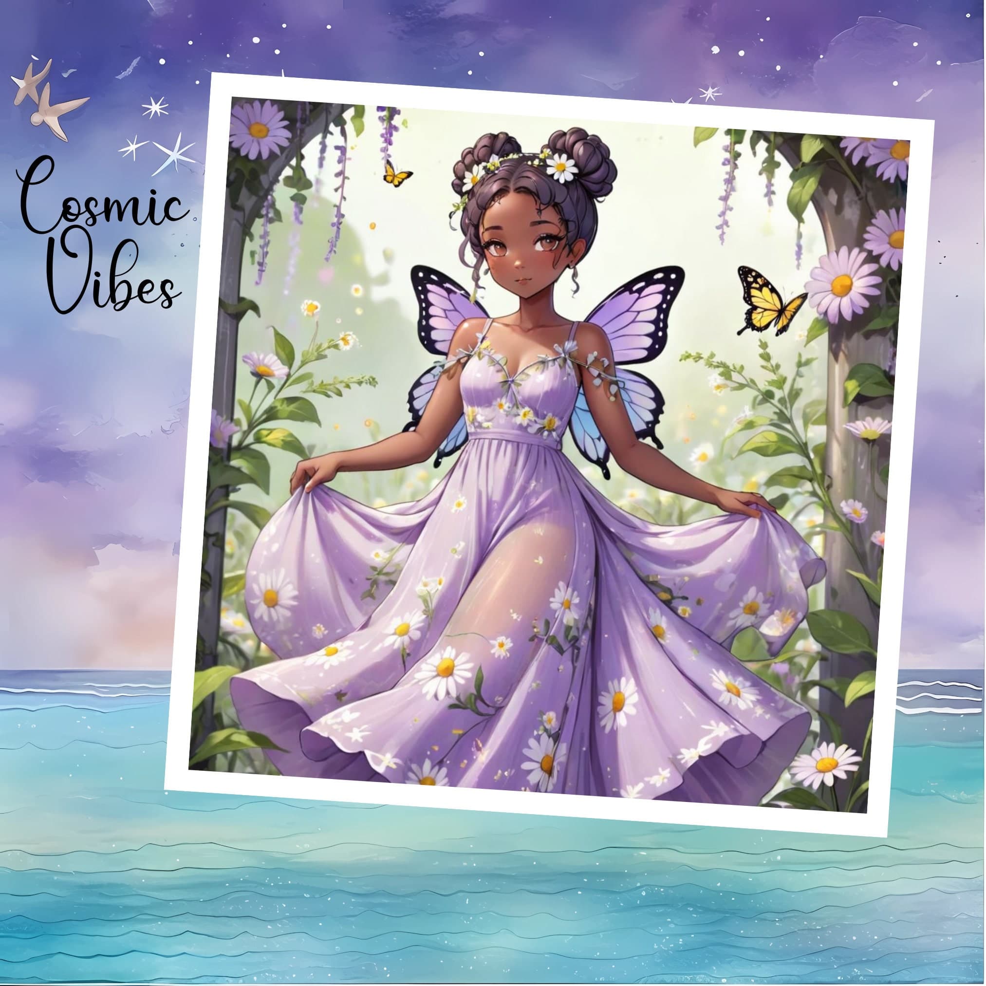 Spring Garden Fairy Girl Sticker, Floral Anime Art (Digital Download) - image 5