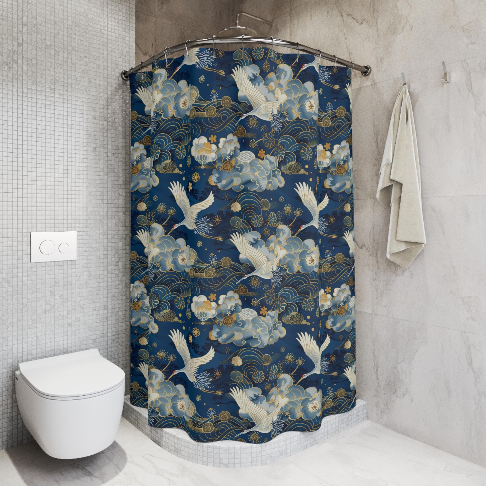 Asian Art Crane Shower Curtain: Tranquil Japanese Design - image 5