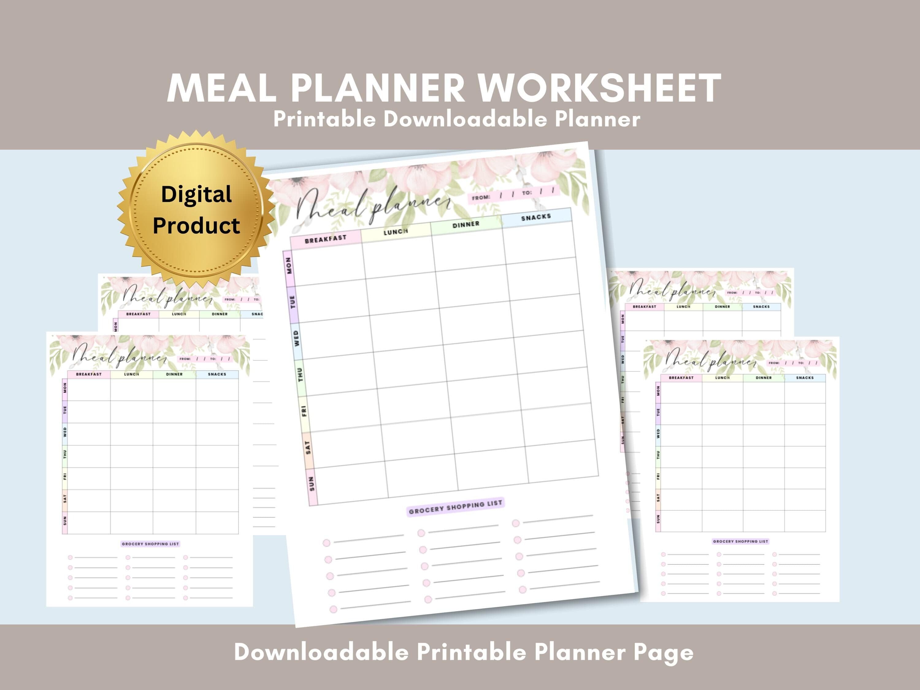 Weekly Meal Planner Template: Printable Meal Prep (PDF Download)