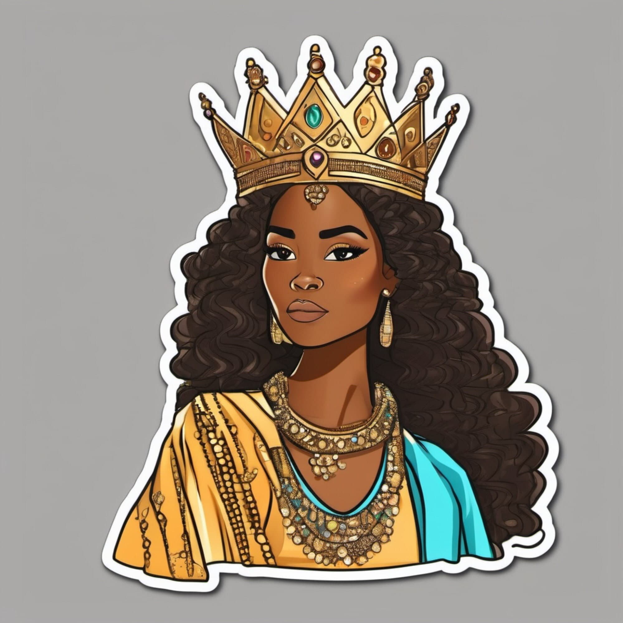 Nubian Queen Sticker: Golden Crown, Royal Black Woman (Digital Download) - image 5