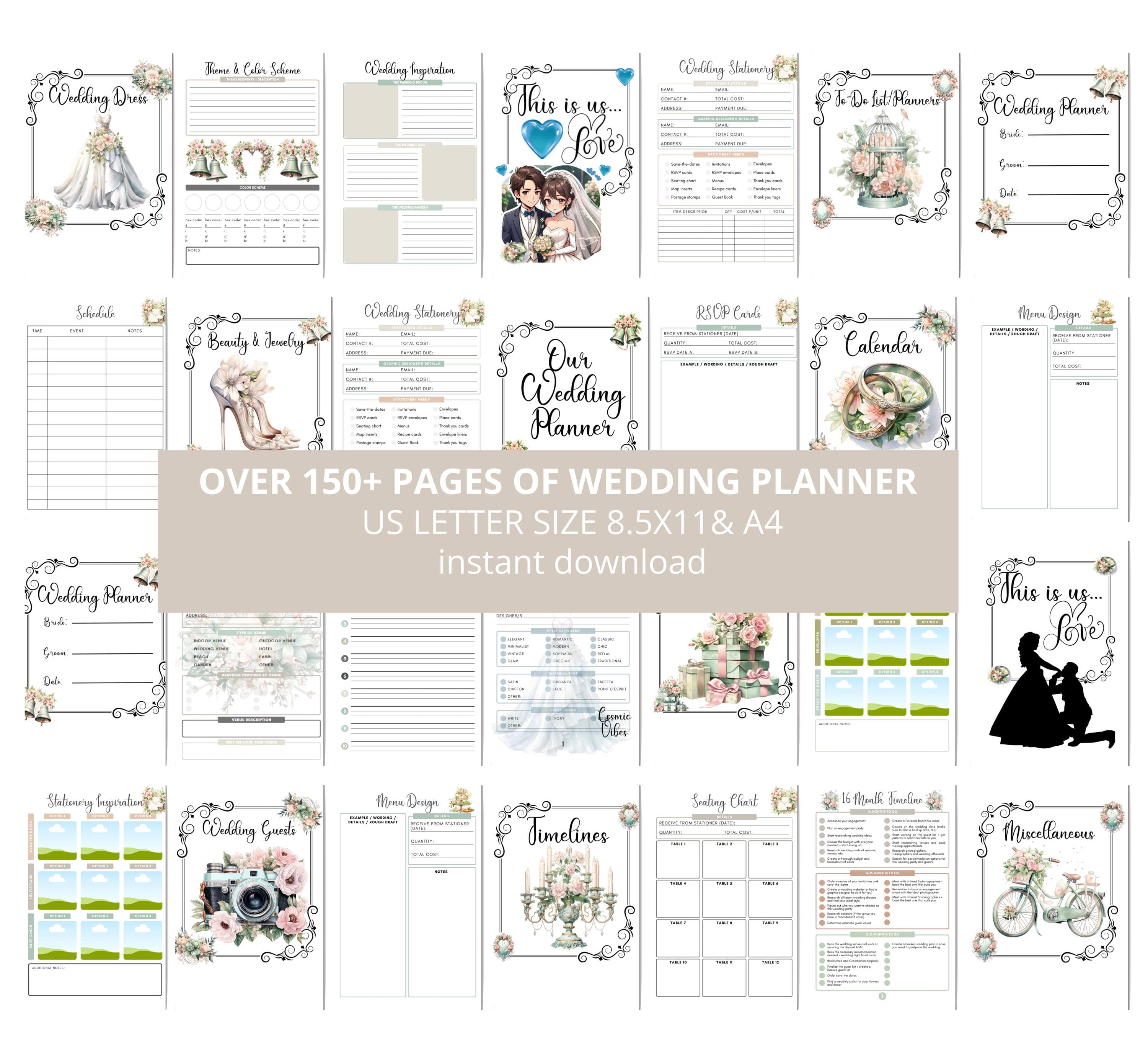 Printable Wedding Planner Kit: 150+ Page Organizer (Digital Download) - image 3