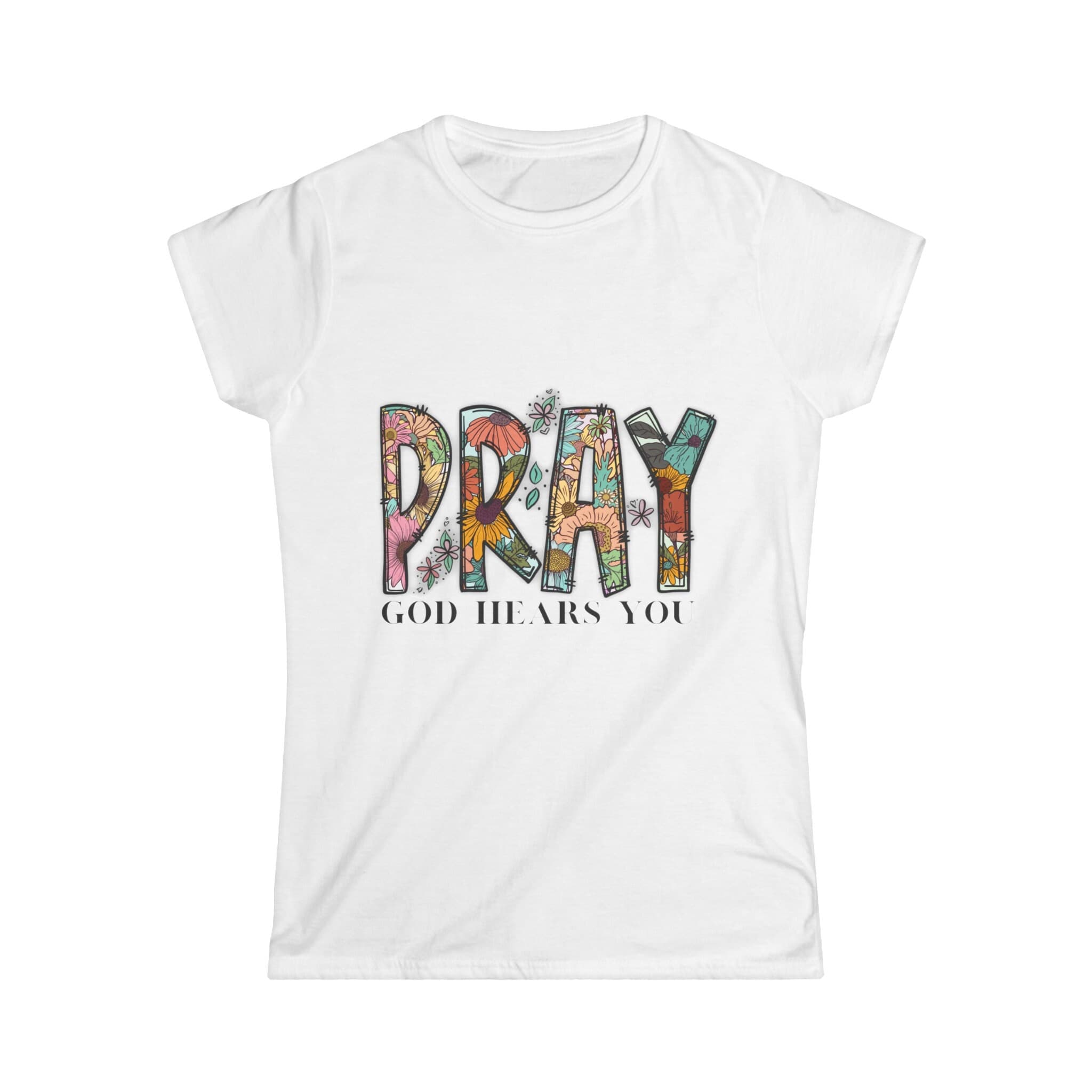 Pray God Hears You T-Shirt: Floral Faith-Based Apparel - image 5