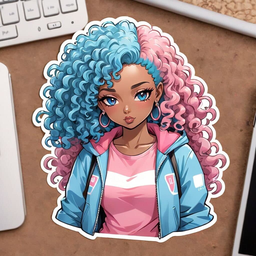 Pink and Blue Hip Hip Fashionista Sticker