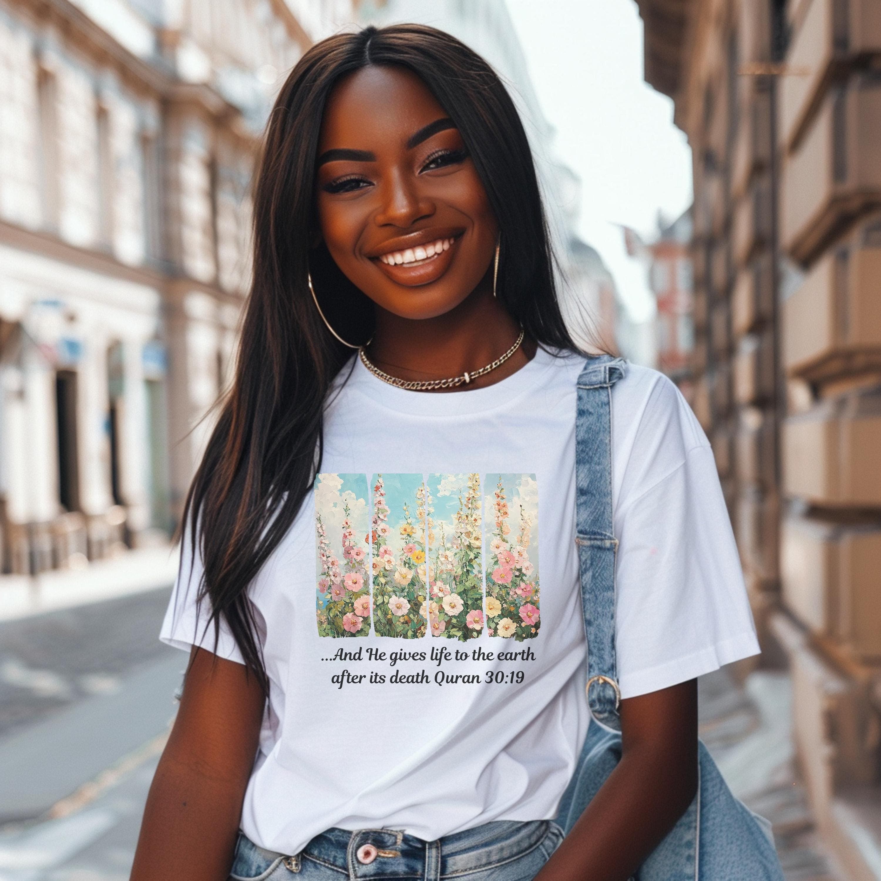 Floral Quran Verse T-Shirt: Inspirational Islamic Gift