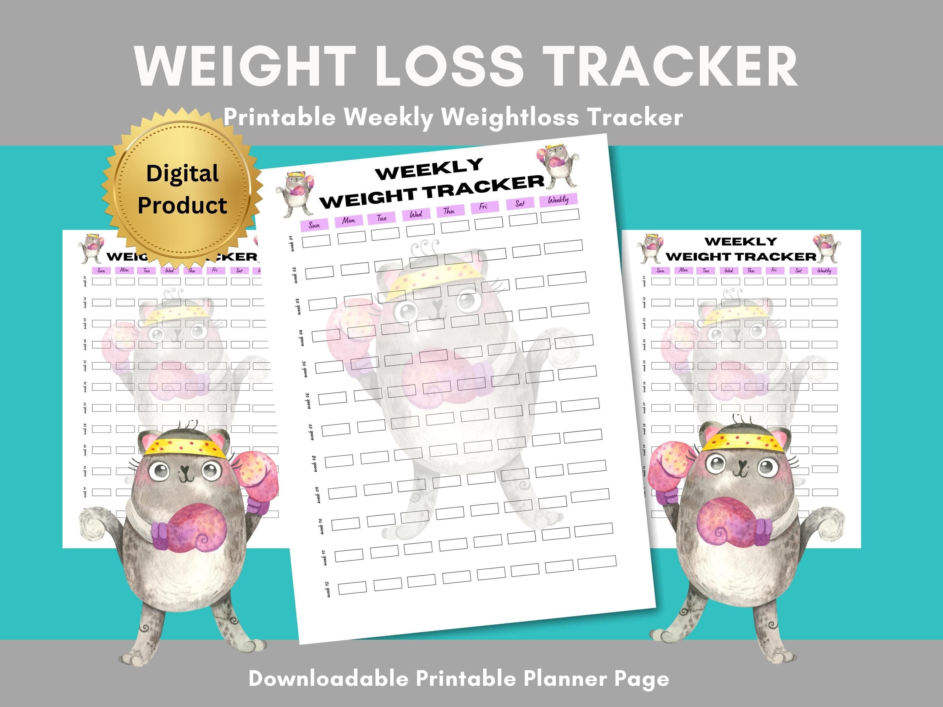 Cat Fitness Tracker: Printable Workout Log (Digital Download)