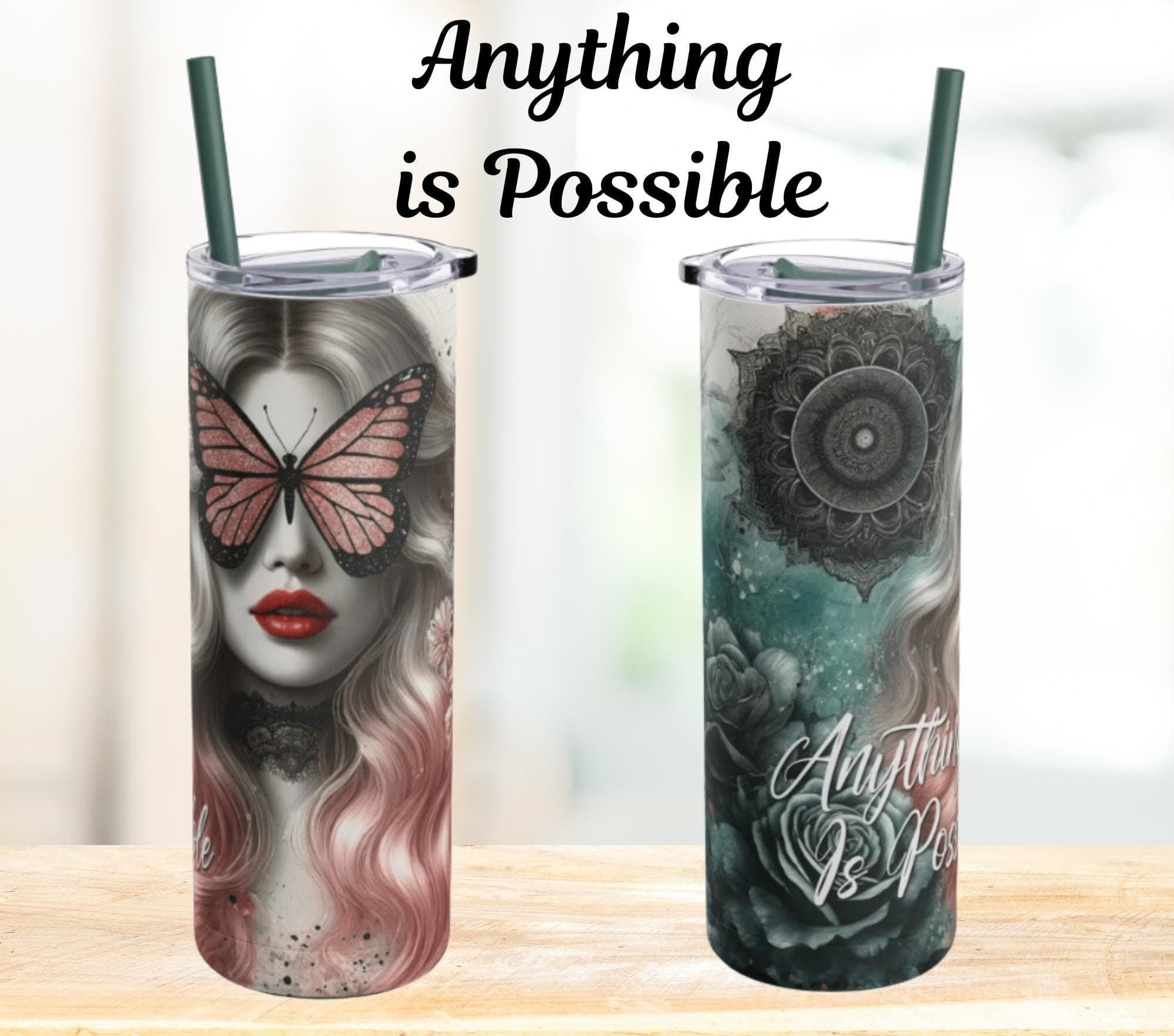 Butterfly Woman Tumbler: Positive Affirmations Stainless Steel Cup - image 3