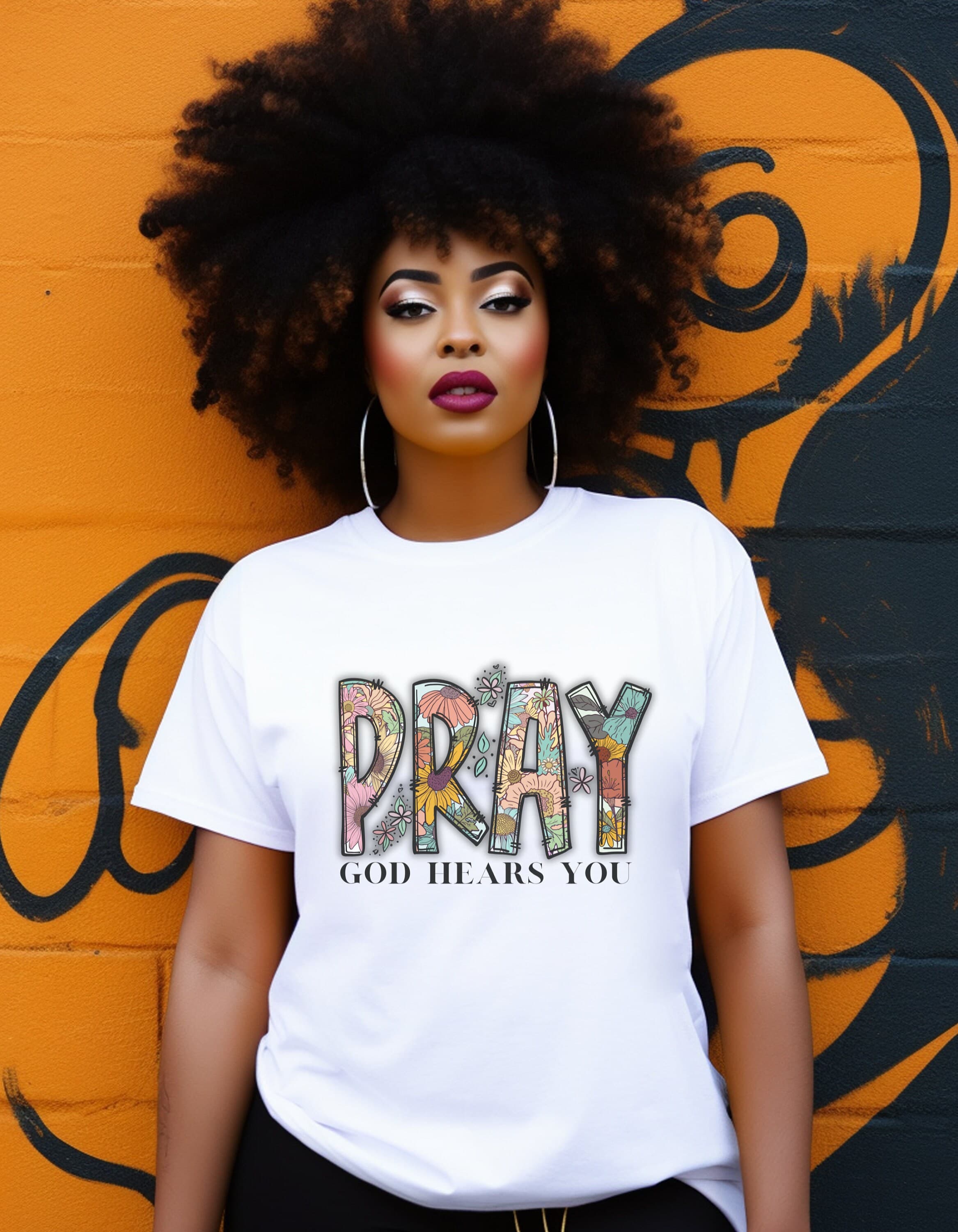 Pray God Hears You T-Shirt: Floral Faith-Based Apparel - image 4