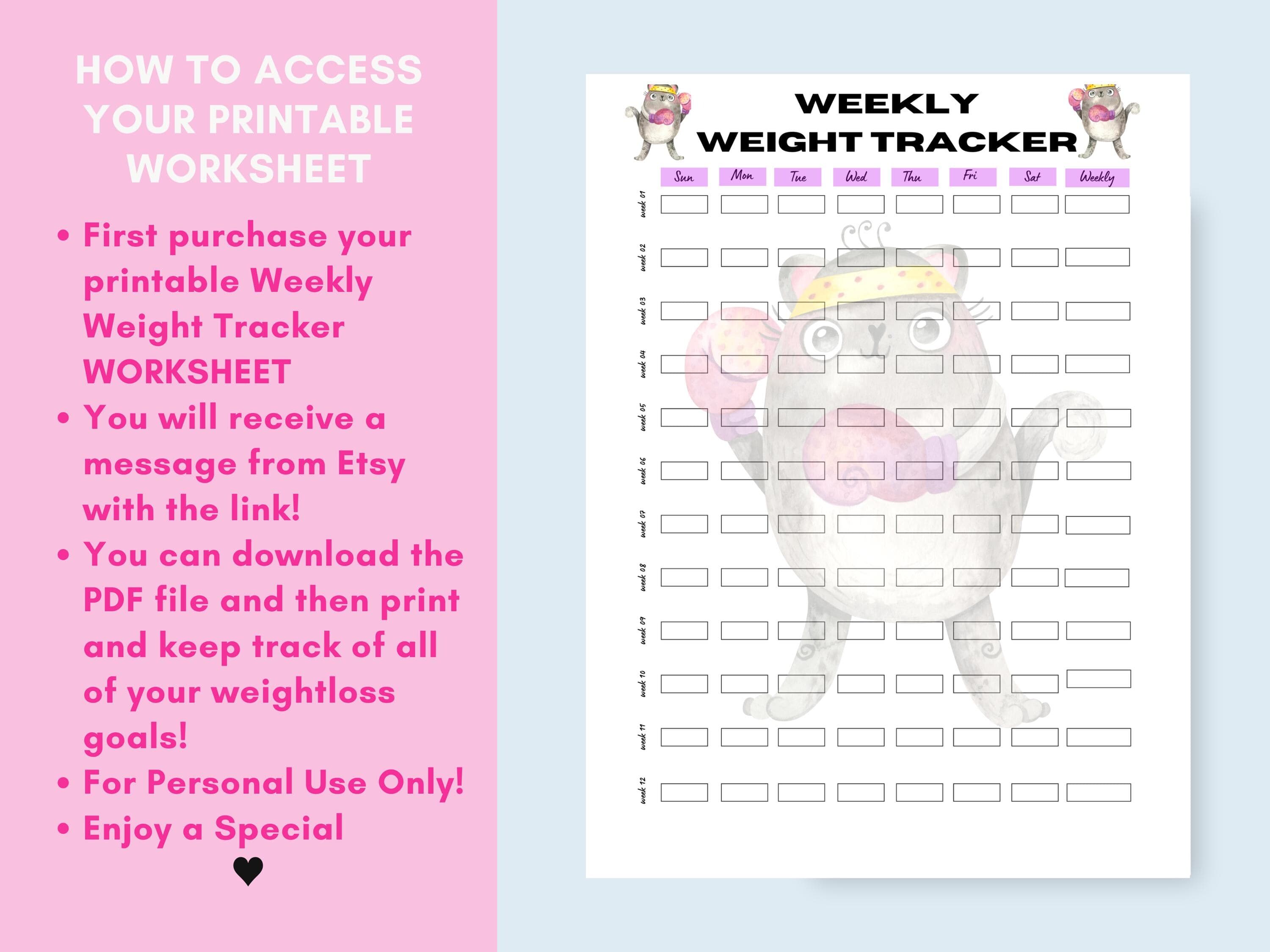 Cat Fitness Tracker: Printable Workout Log (Digital Download) - image 4