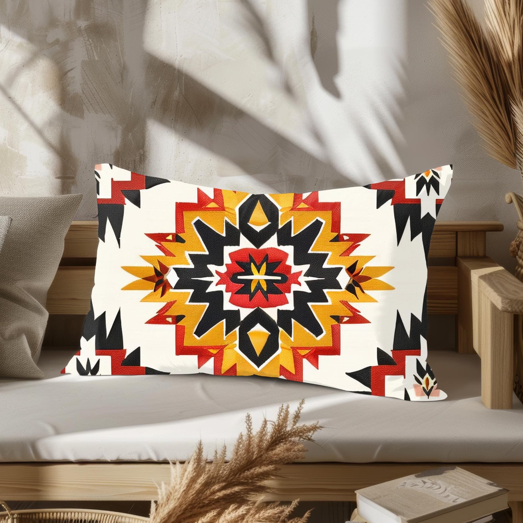Tribal Pillow Sham: Red, Yellow, & Black Boho Bedroom Decor - image 5