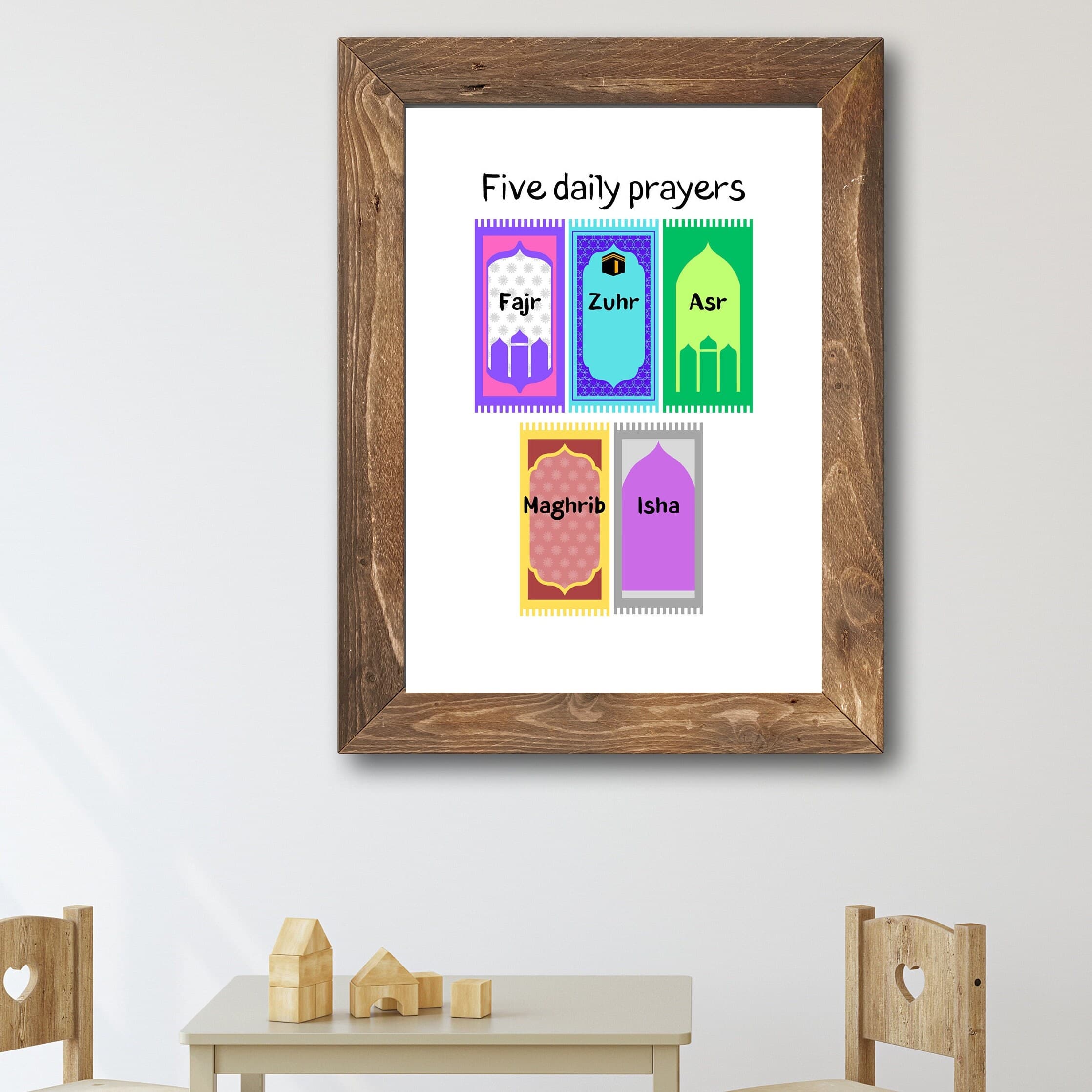 Five Daily Prayers Print: Islamic Kids Room Decor (Digital Download) - image 4