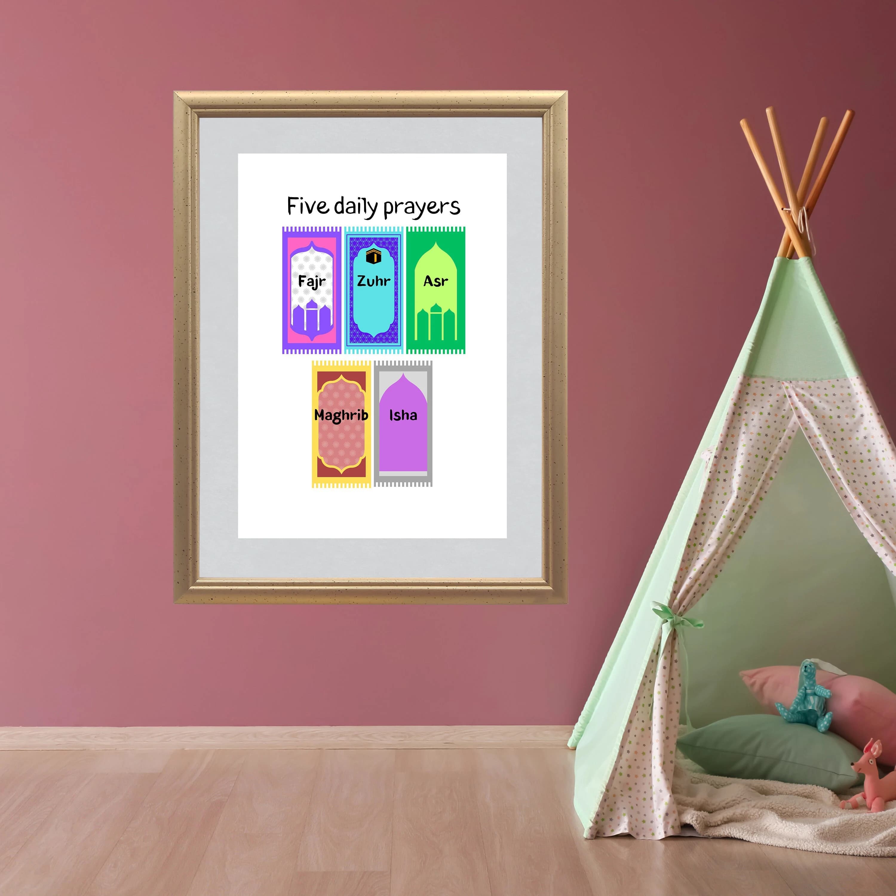 Five Daily Prayers Print: Islamic Kids Room Decor (Digital Download)