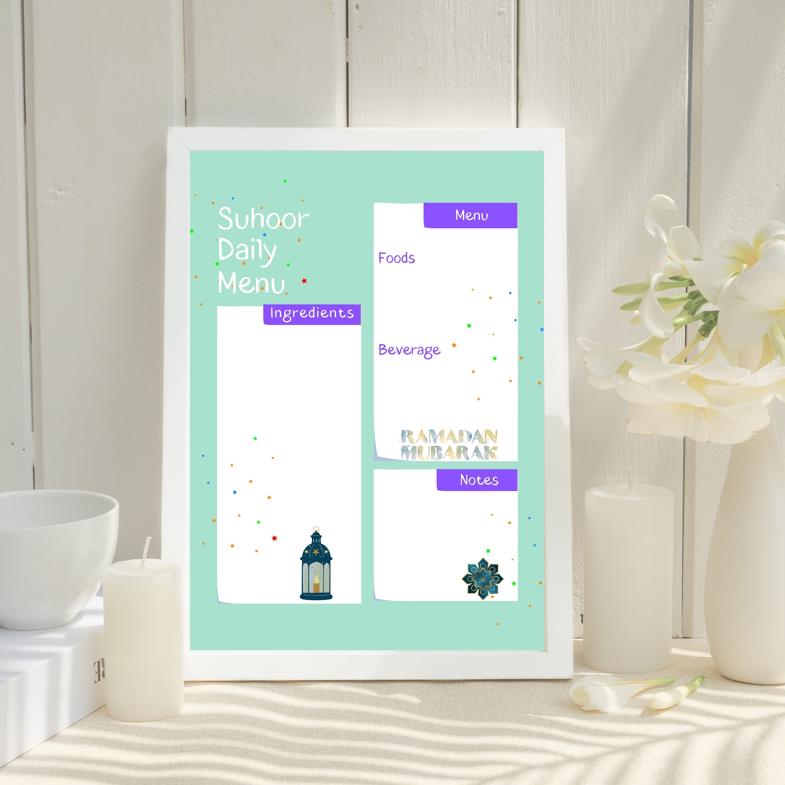 Ramadan Suhoor Menu Planner for Kids: Islamic Printable (Digital Download)