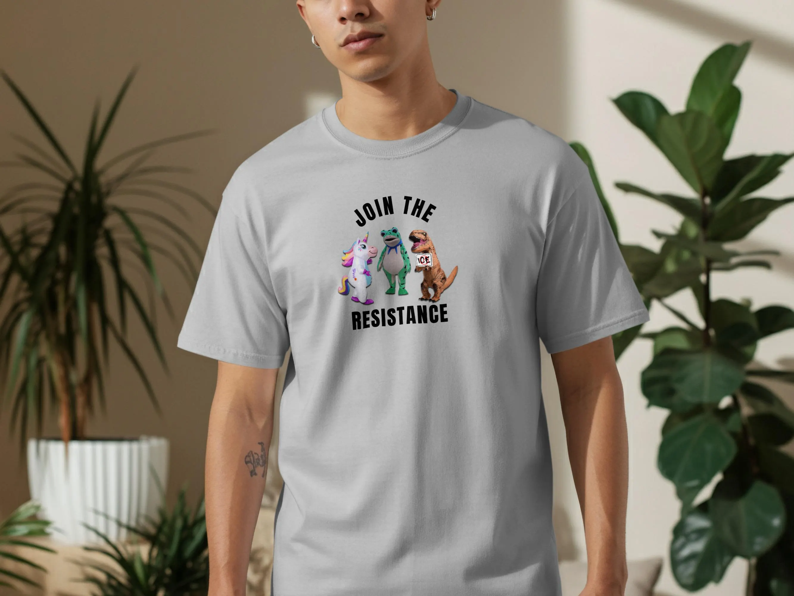 Political Protest Tee Join The Resistance Inflatable Costumed Protestors Froggie Dinosaur Unicorn Resistors Abolish ICE No Kings Gift Shirt - image 5